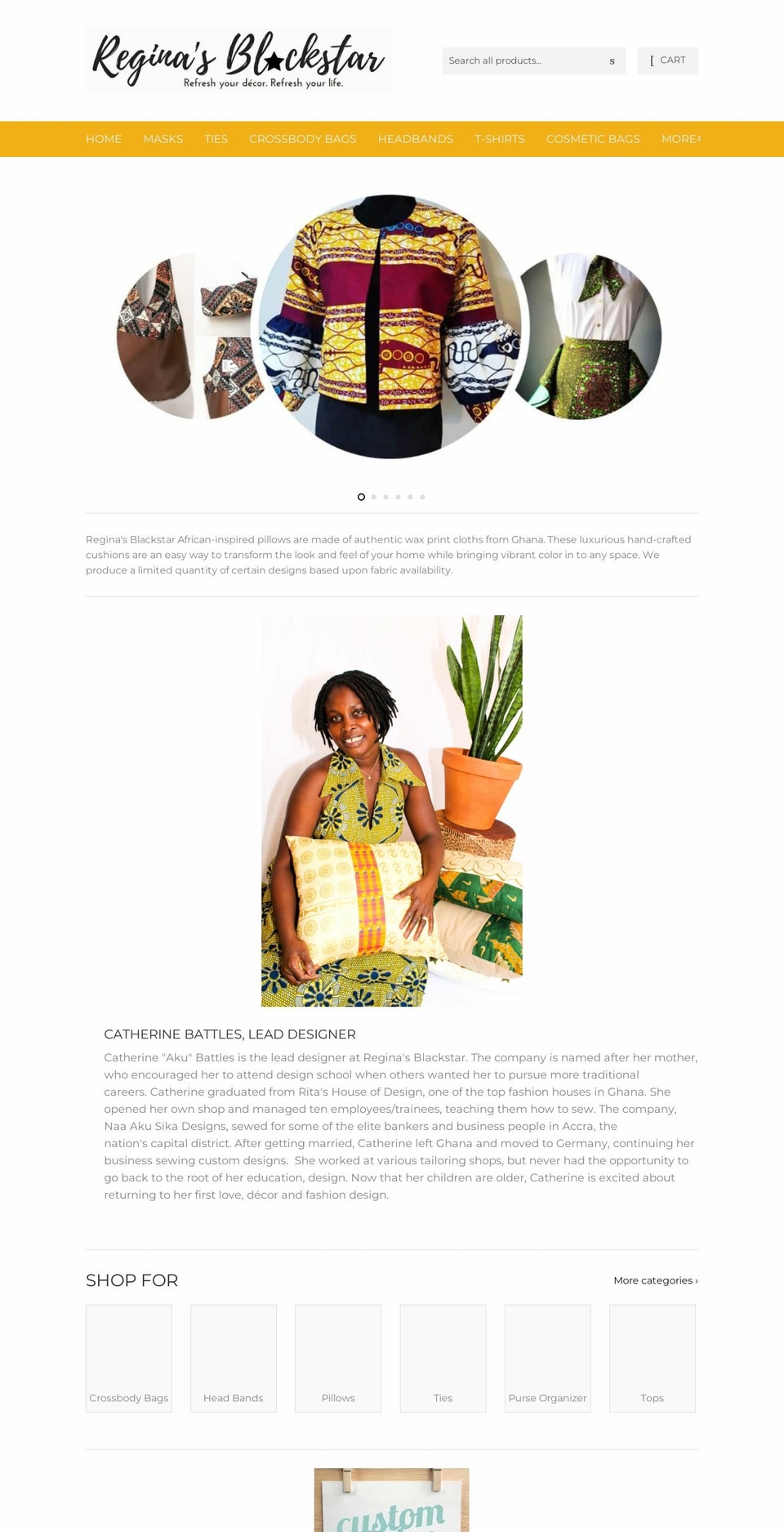 reginasblackstardesign.com shopify website screenshot