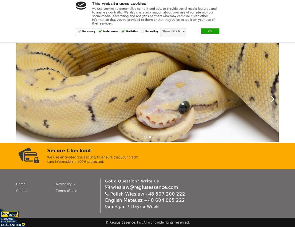 regiusessence.com — Shopify storefront screenshot
