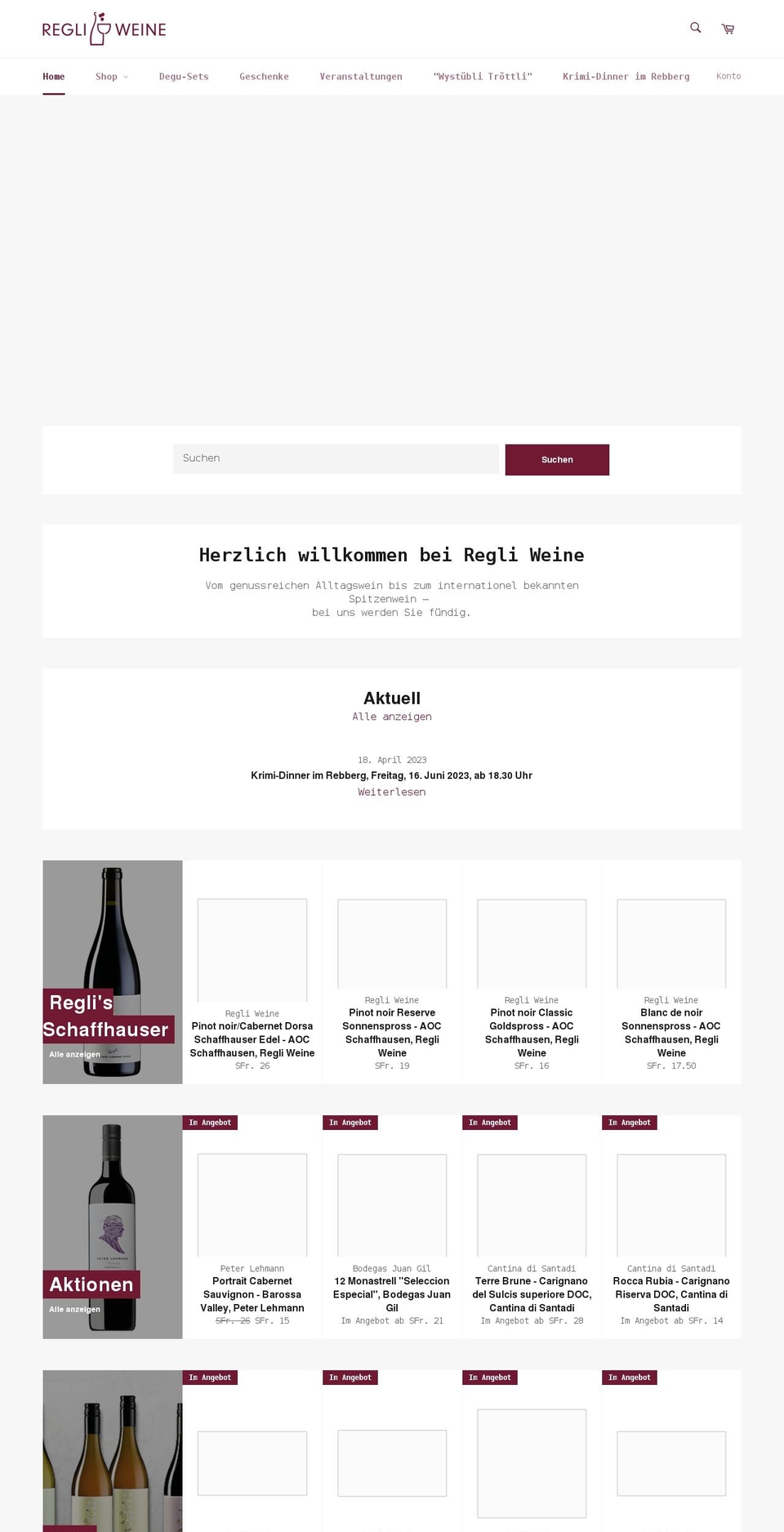 regliweine.ch shopify website screenshot