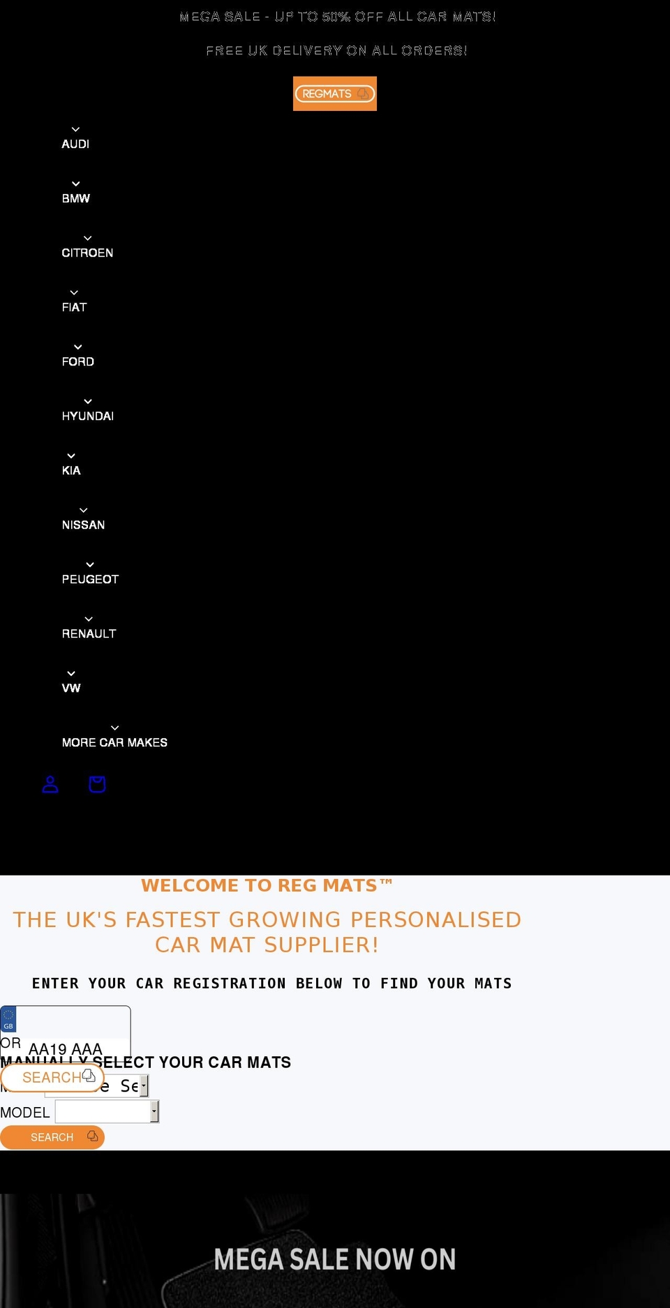 regmats.co.uk shopify website screenshot