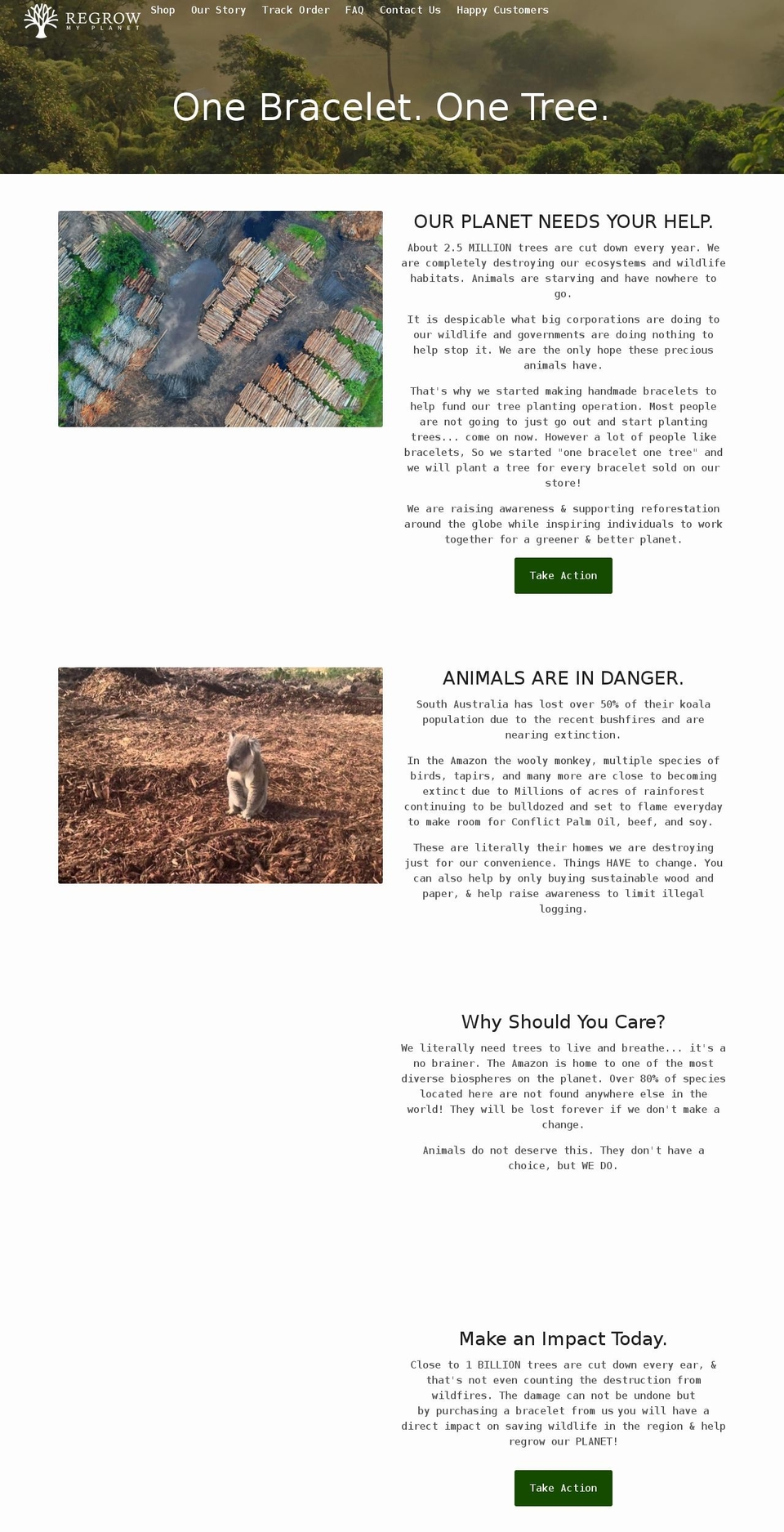 regrowmyplanet.com shopify website screenshot