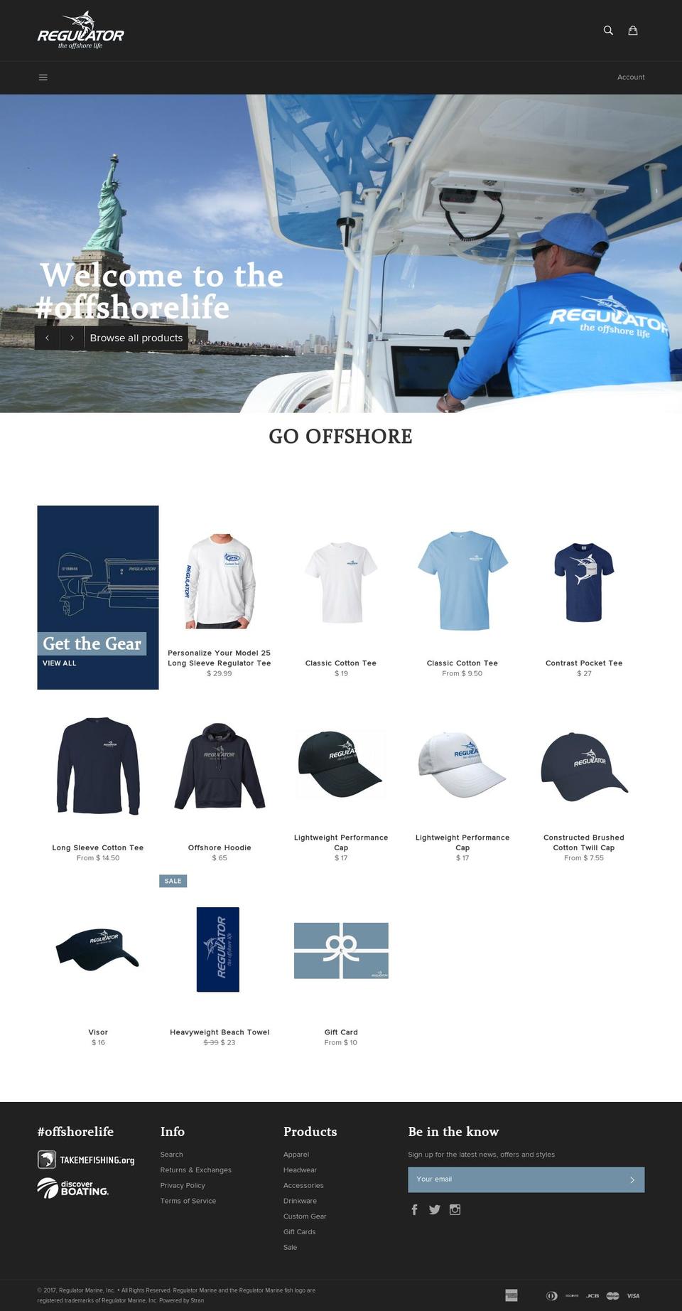 regulatormarinegear.com shopify website screenshot