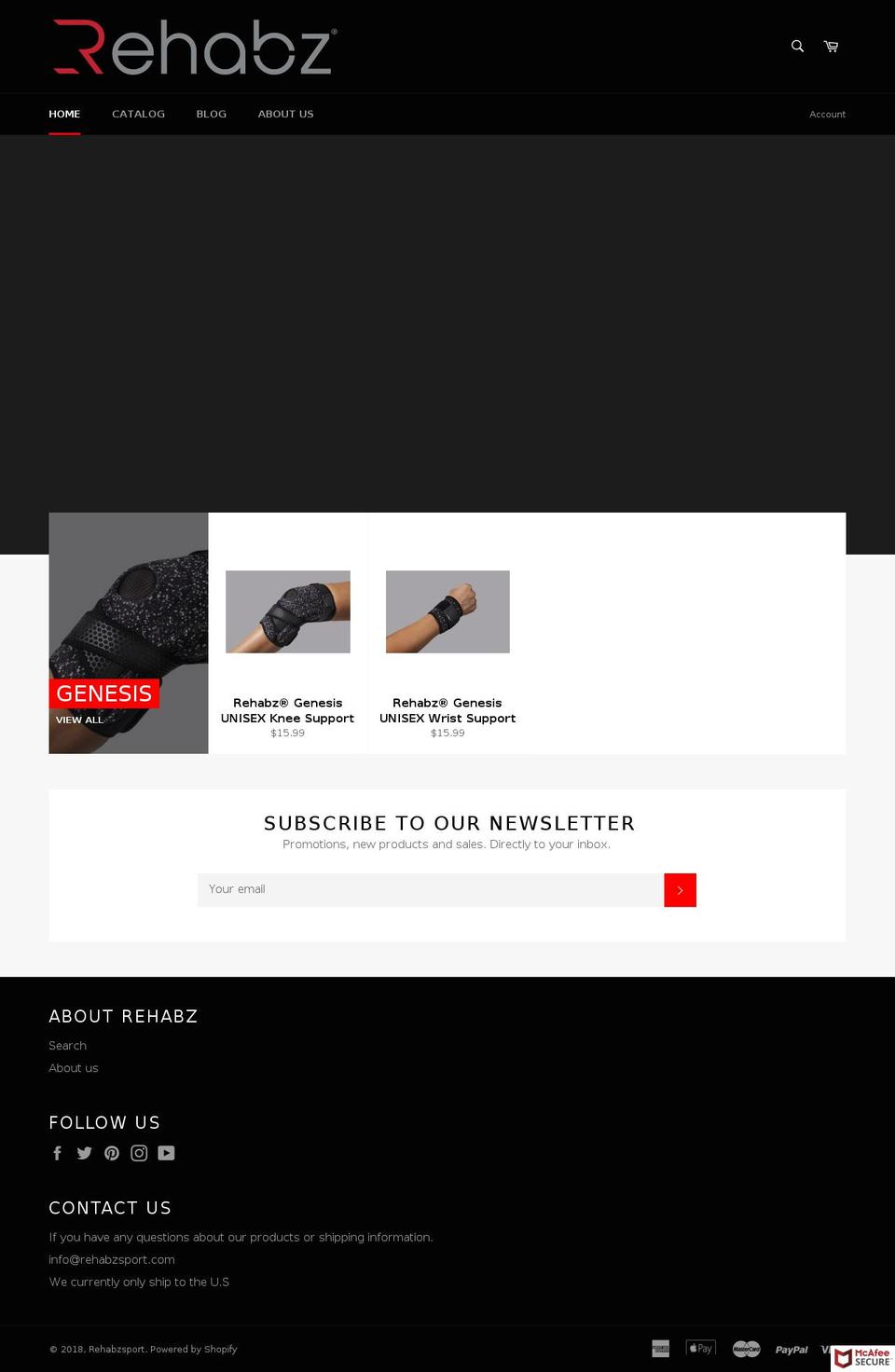 rehabzsport.com — Shopify storefront screenshot