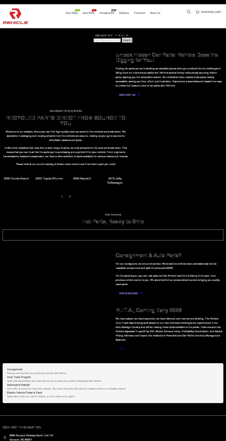 rehicle.com shopify website screenshot