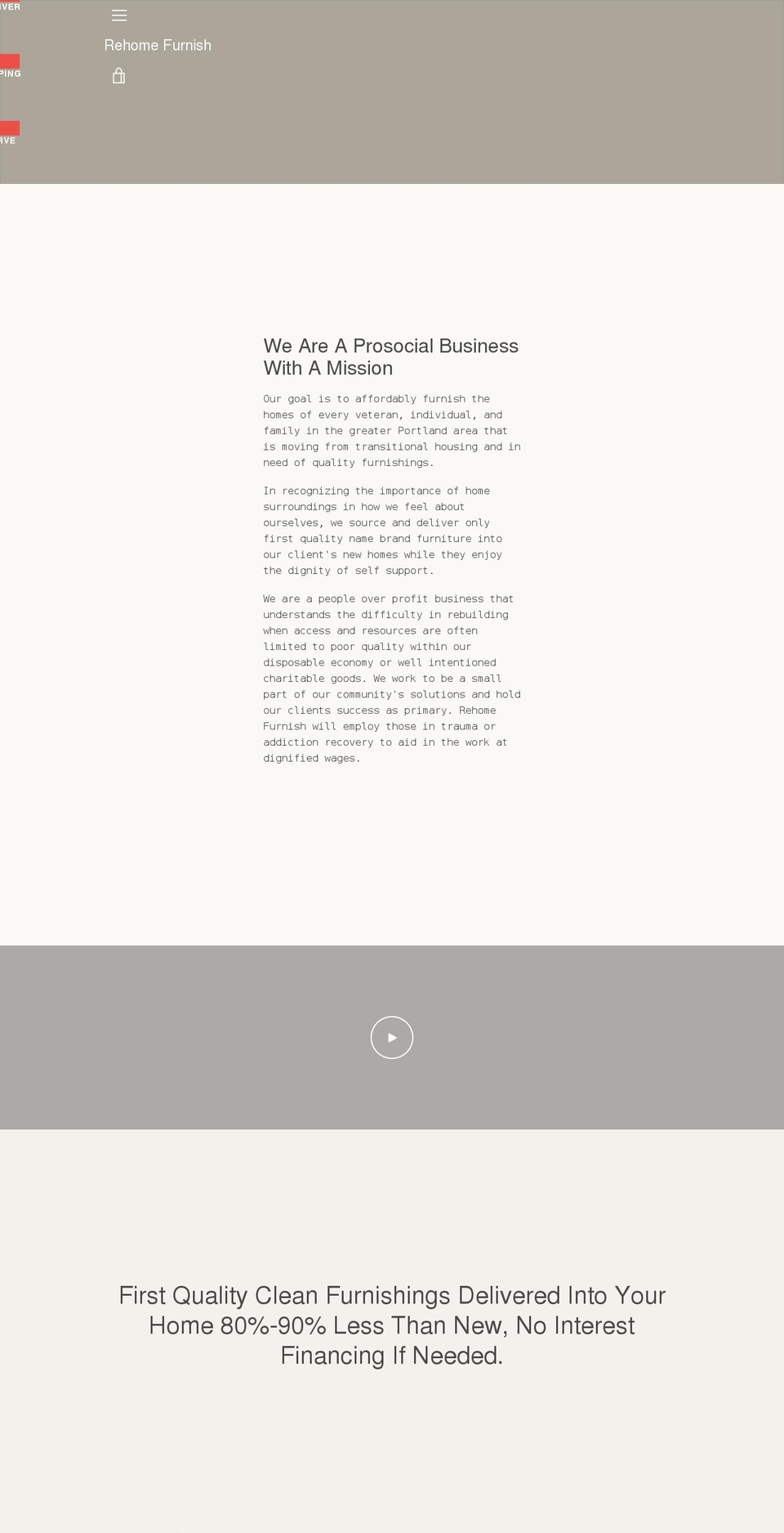 rehomefurnish.com shopify website screenshot