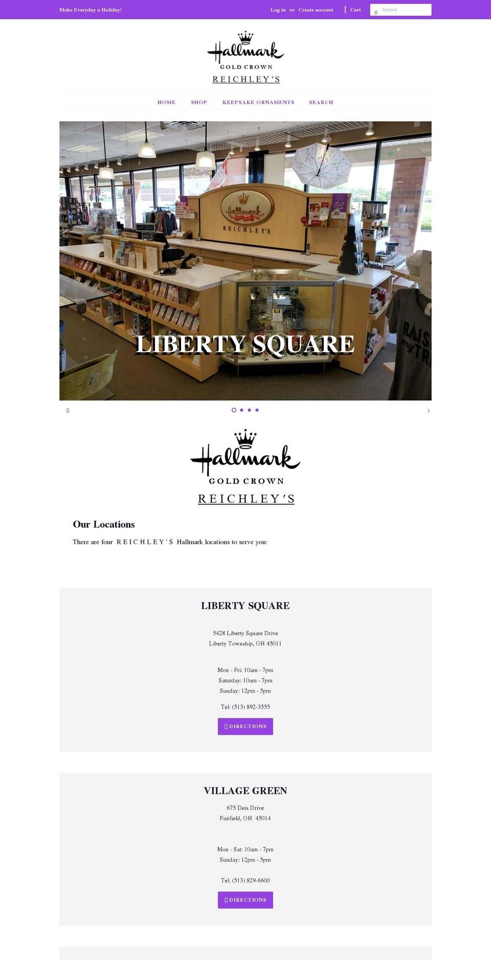 reichleyshallmark.com shopify website screenshot