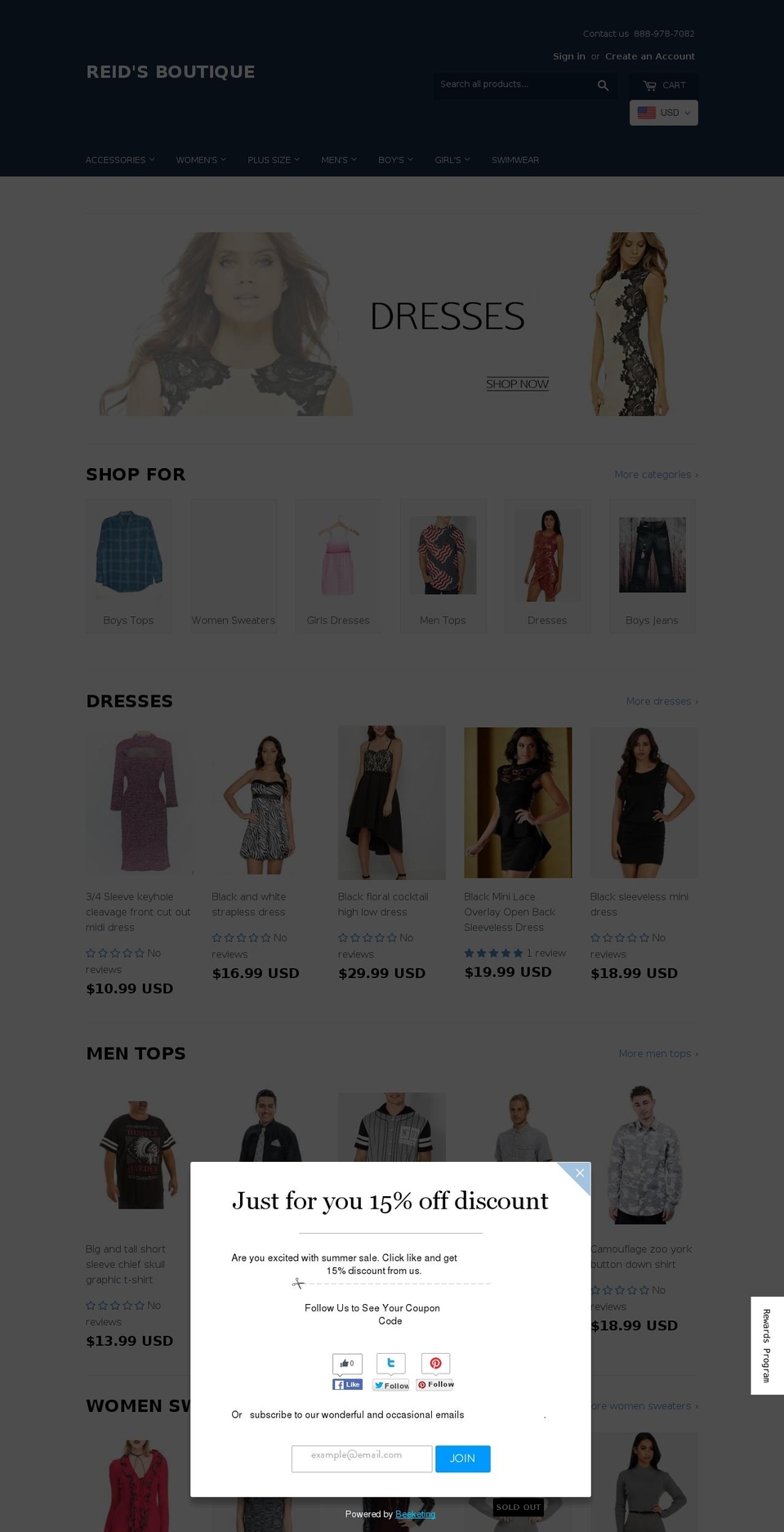 Vistarapid t Shopify theme site example reidsboutique.com