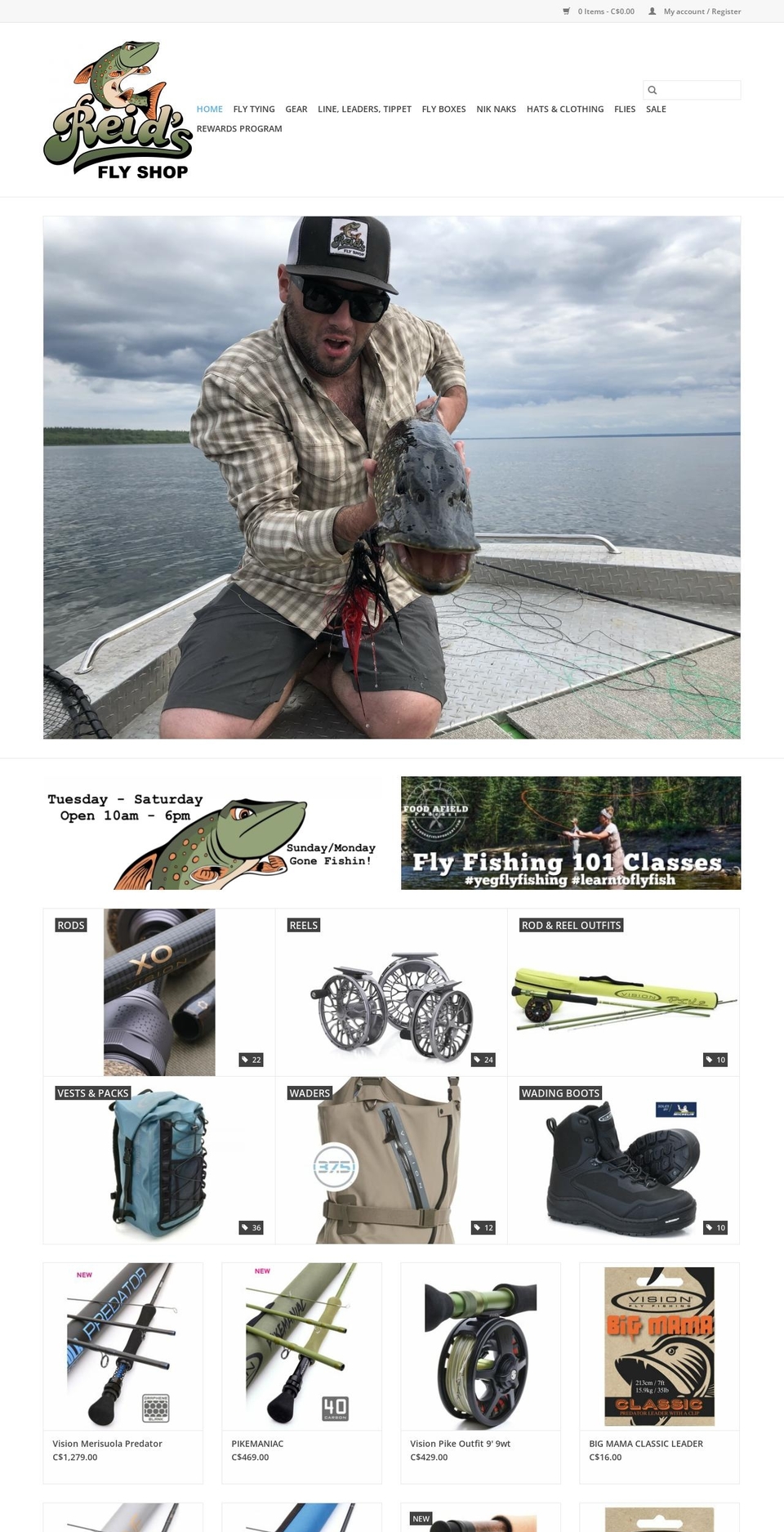 reidsflyshop.ca shopify website screenshot