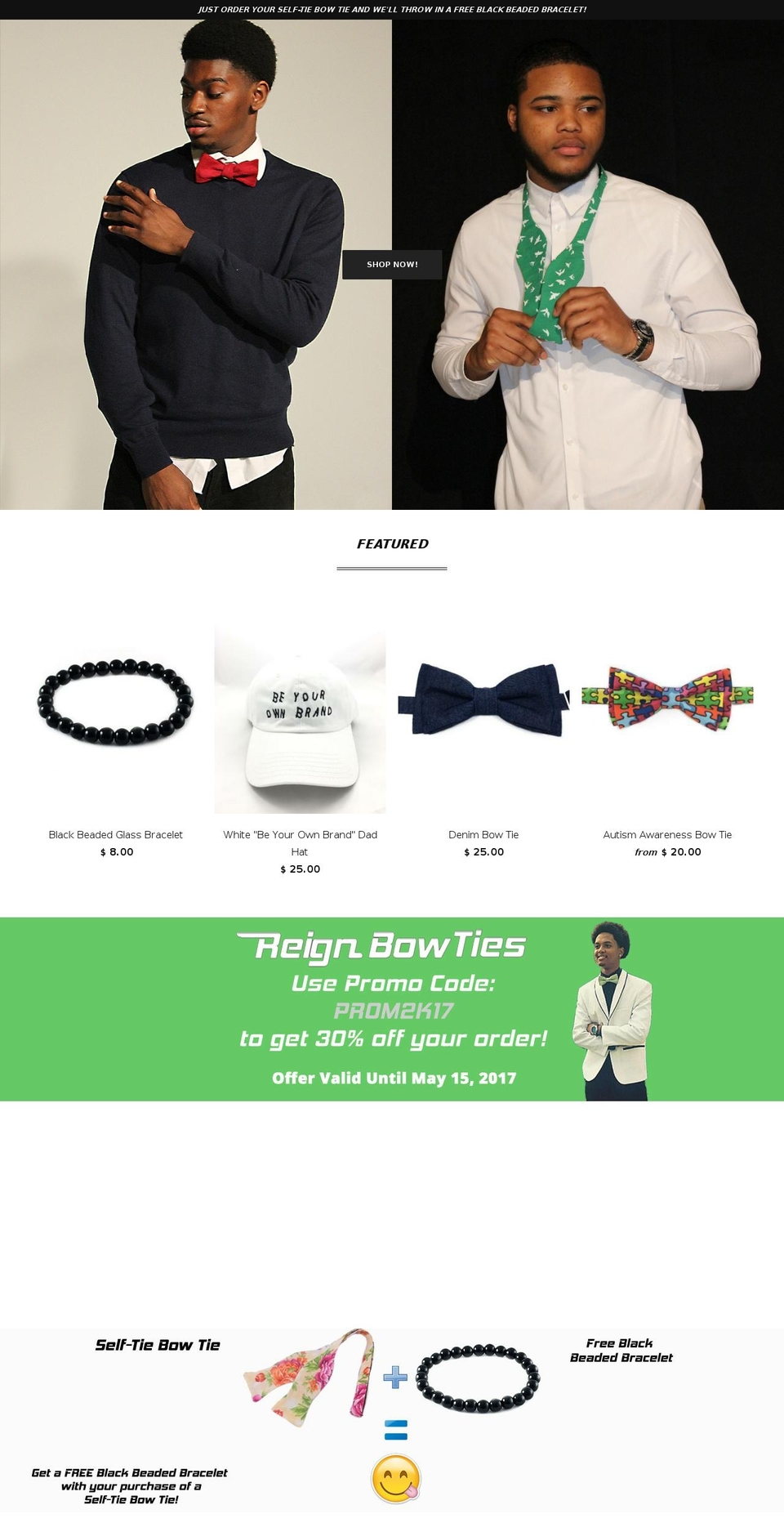 reignbowtie.com shopify website screenshot