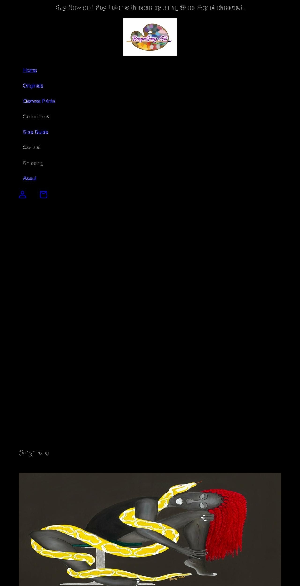 reigngreyart.com — Shopify storefront screenshot