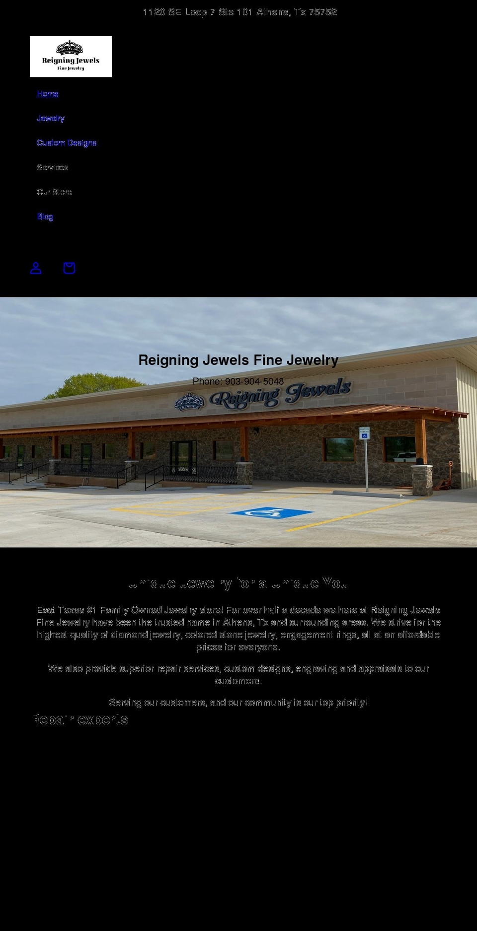 reigningjewels.net shopify website screenshot