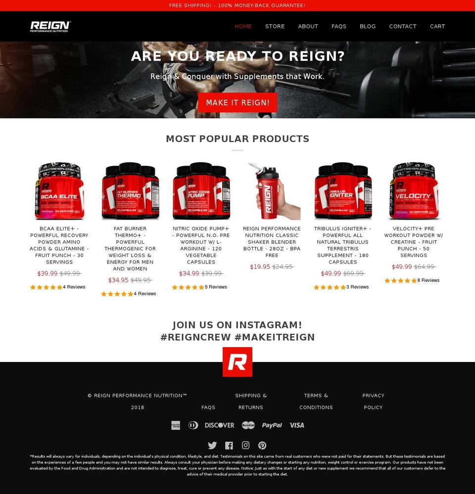 reignnutritiondeals.com — Shopify storefront screenshot
