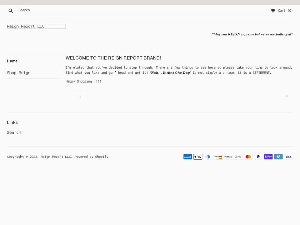 reignreport.com shopify website screenshot