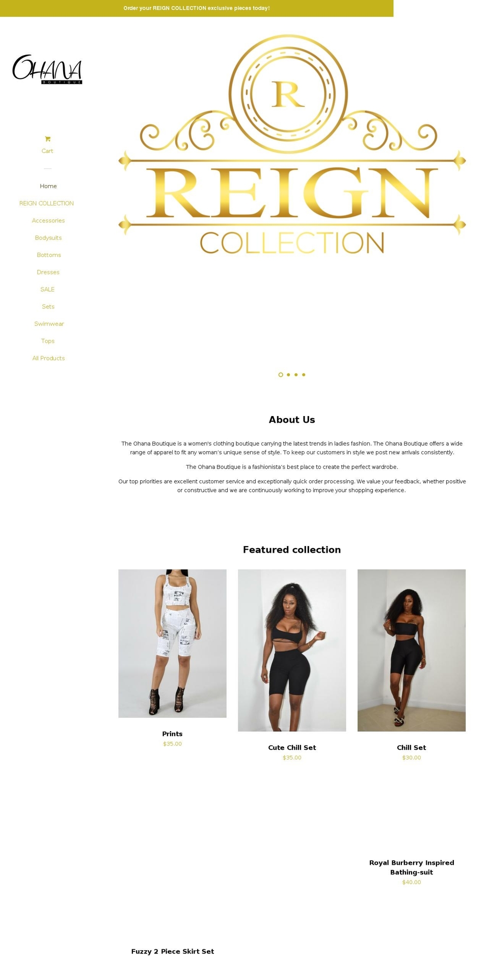 reignsboutique.com — Shopify storefront screenshot