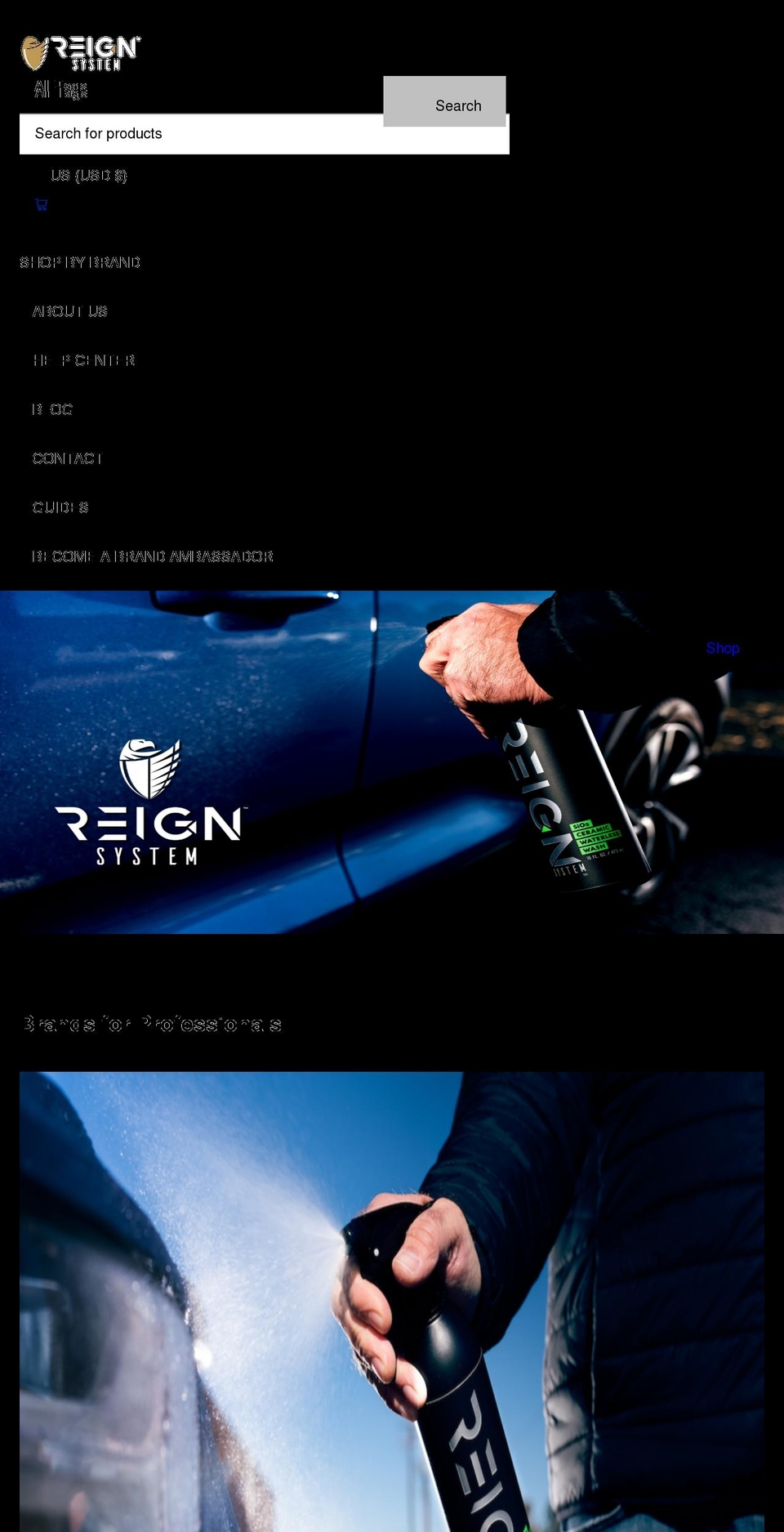 reignsystem.com shopify website screenshot