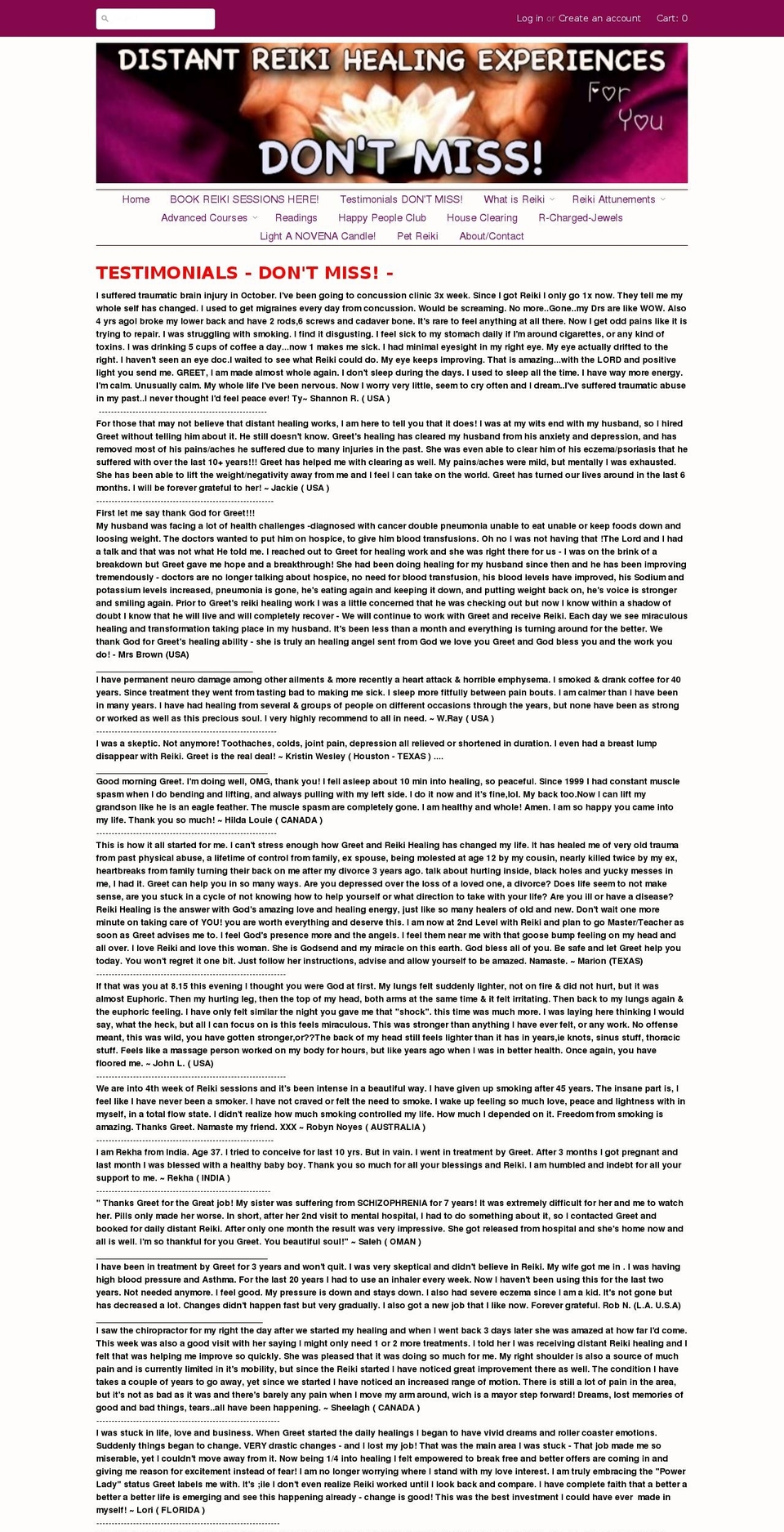 reikigreet.com shopify website screenshot