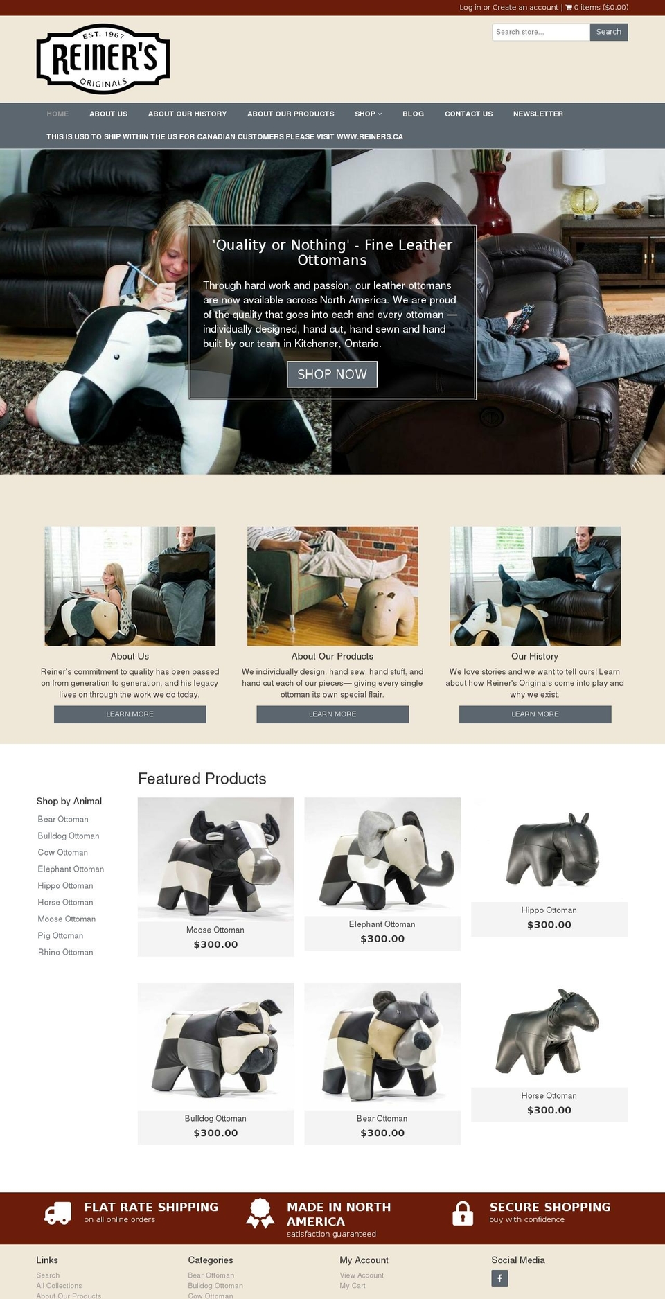 reinersoriginals.com shopify website screenshot