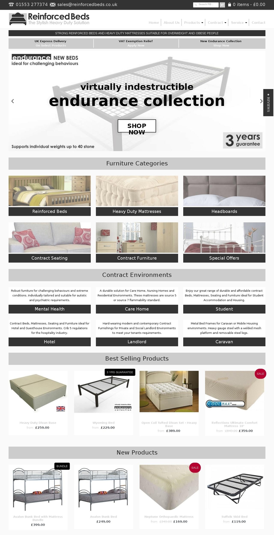 reinforcedbeds.com shopify website screenshot