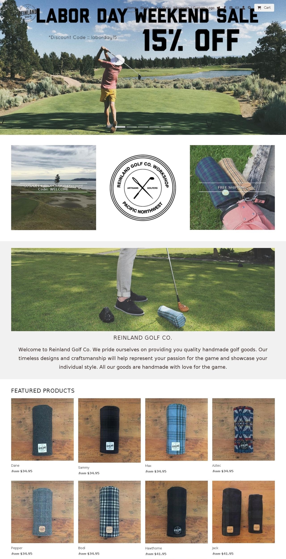 reinlandgolfco.com — Shopify storefront screenshot