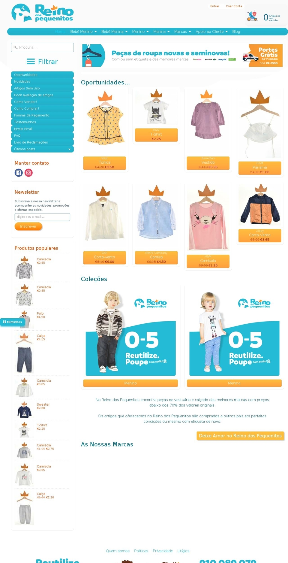 reinodospequenitos.com — Shopify storefront screenshot