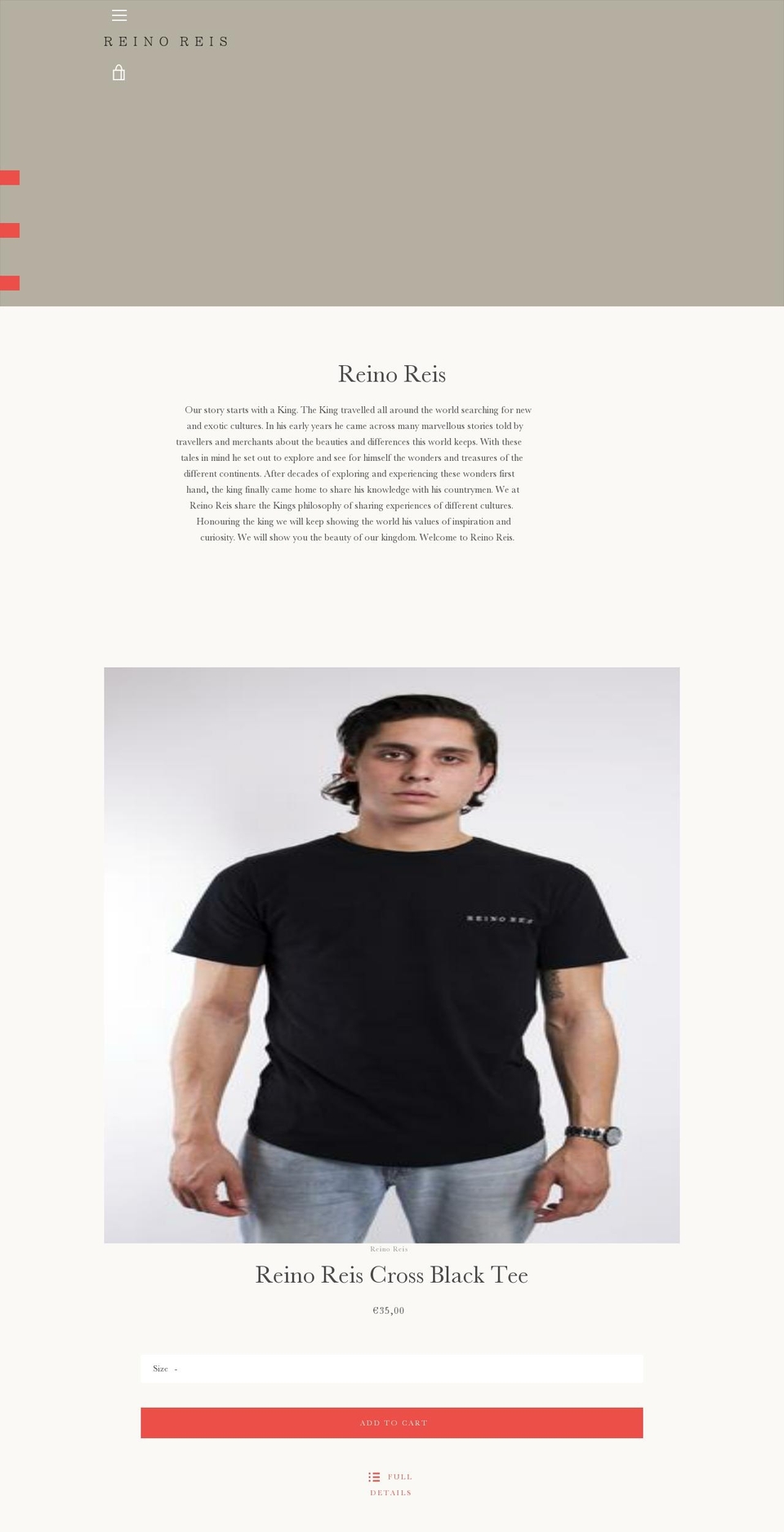 reinoreisclothing.com shopify website screenshot