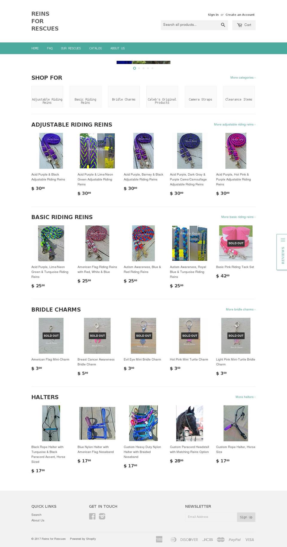 reinsforrescues.com shopify website screenshot
