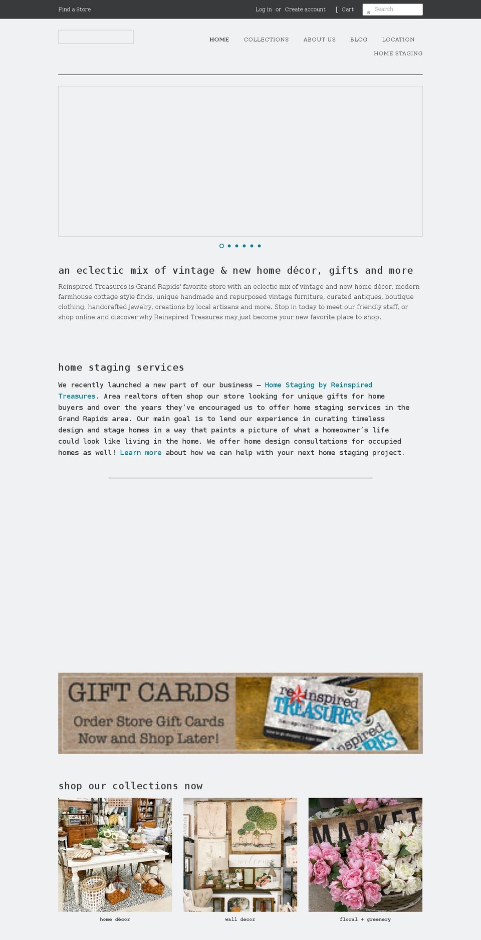 reinspiredtreasures.com shopify website screenshot