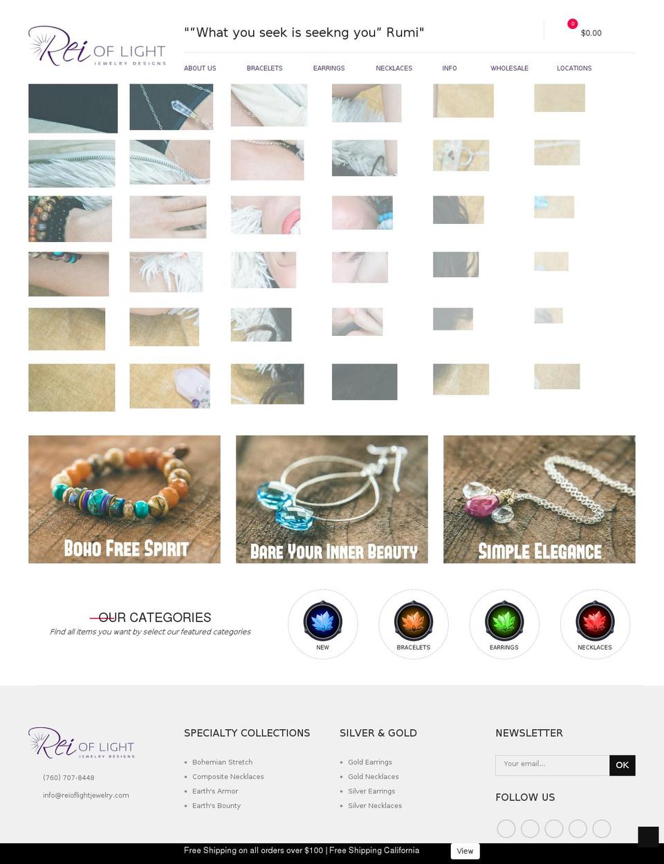 reioflightjewelry.com shopify website screenshot