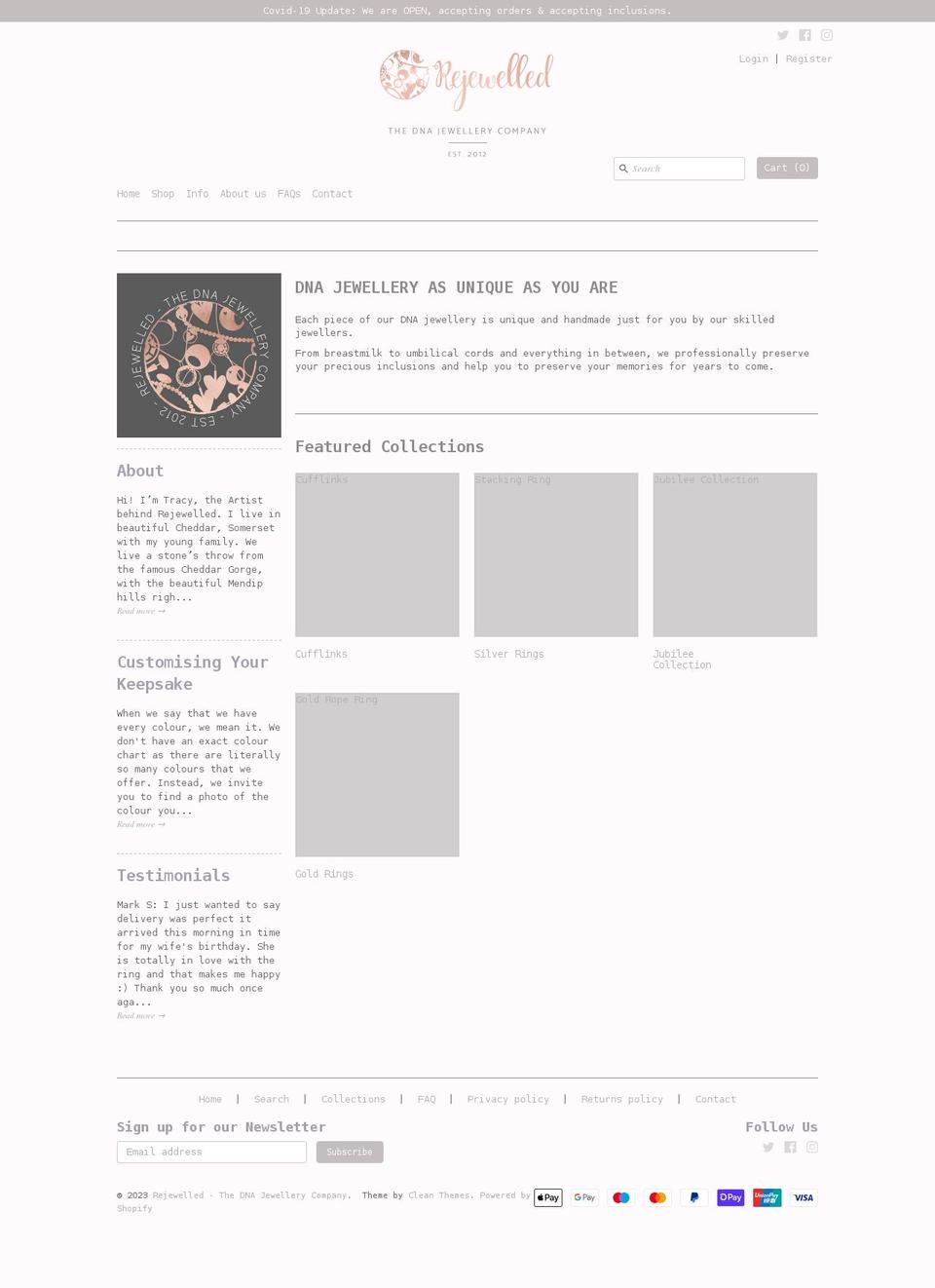 October  update Shopify theme site example rejewelled.co.uk