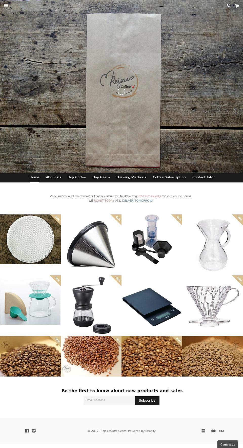 rejoicecoffee.com shopify website screenshot