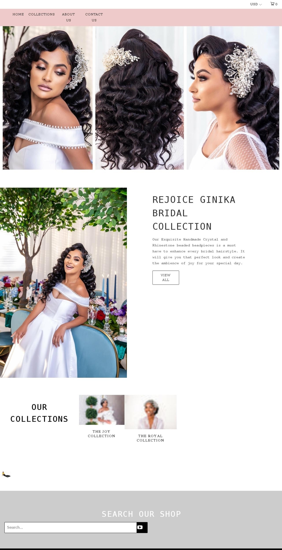 rejoiceginikabridal.com shopify website screenshot