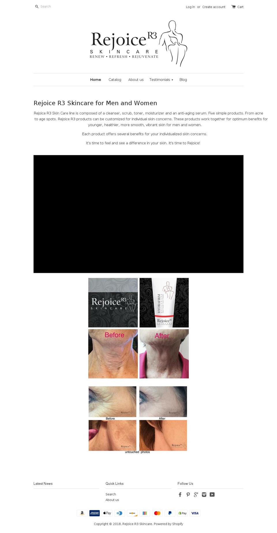 rejoicer3skincare.com — Shopify storefront screenshot