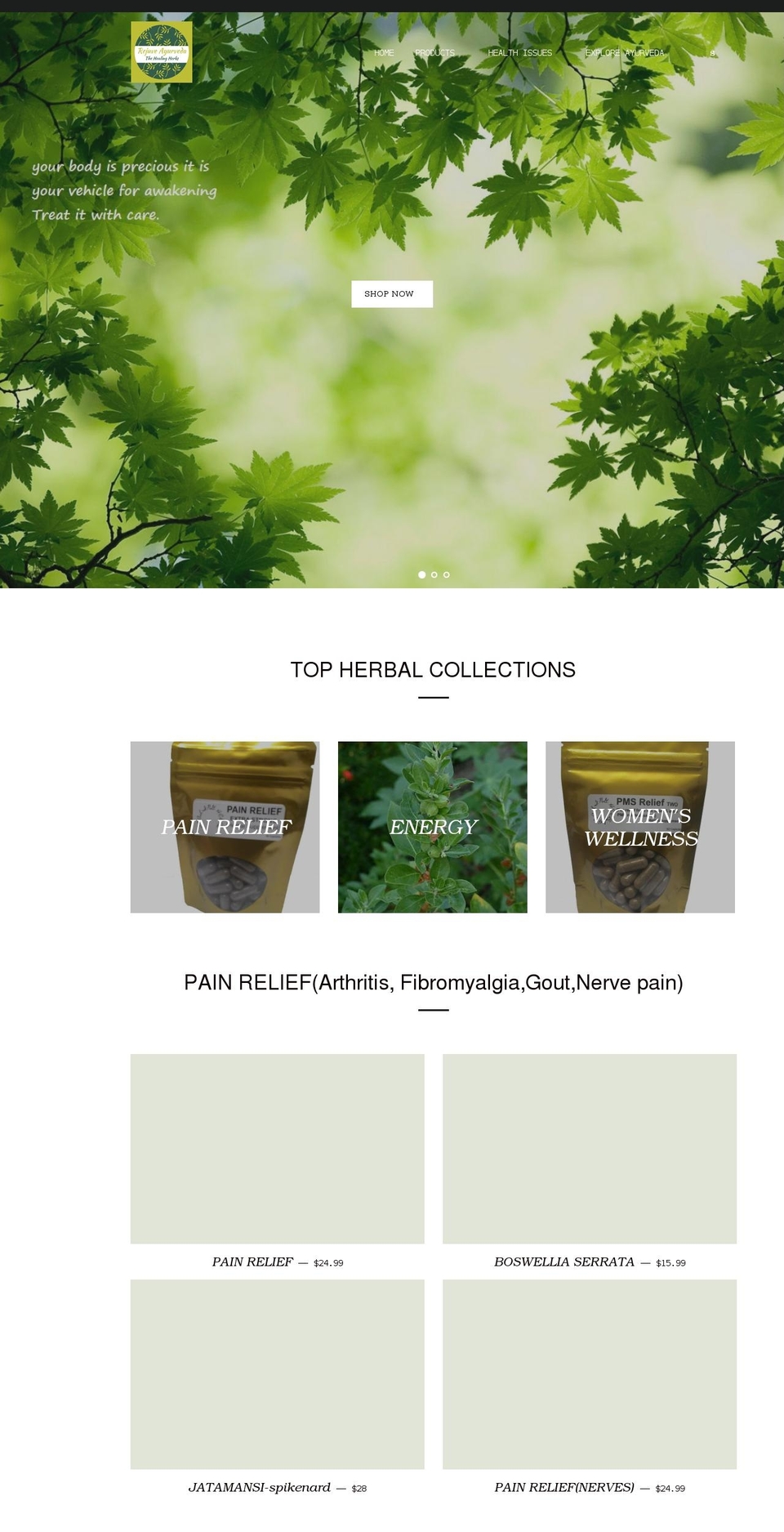 rejuve-ayurveda.com shopify website screenshot