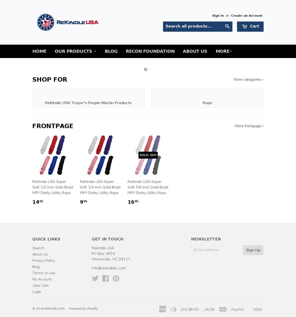 rekindle-usa.com — Shopify storefront screenshot