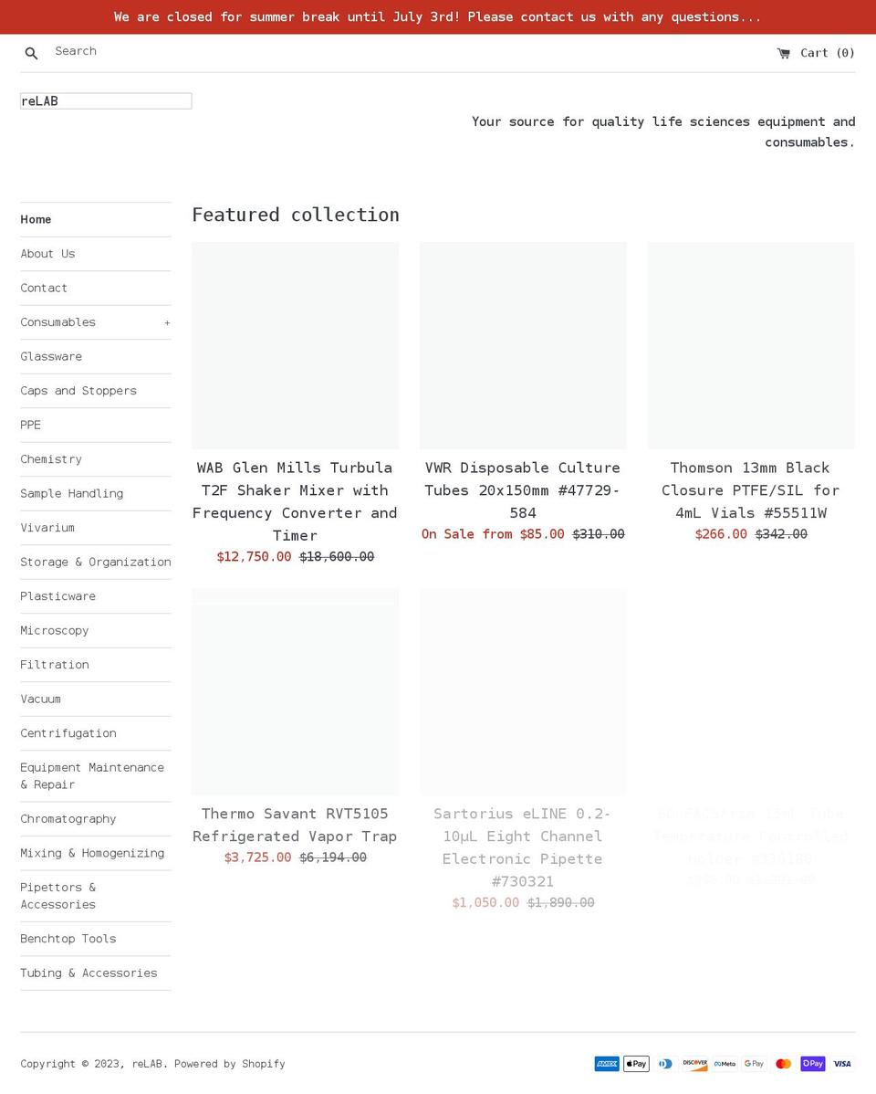 relab.shop shopify website screenshot