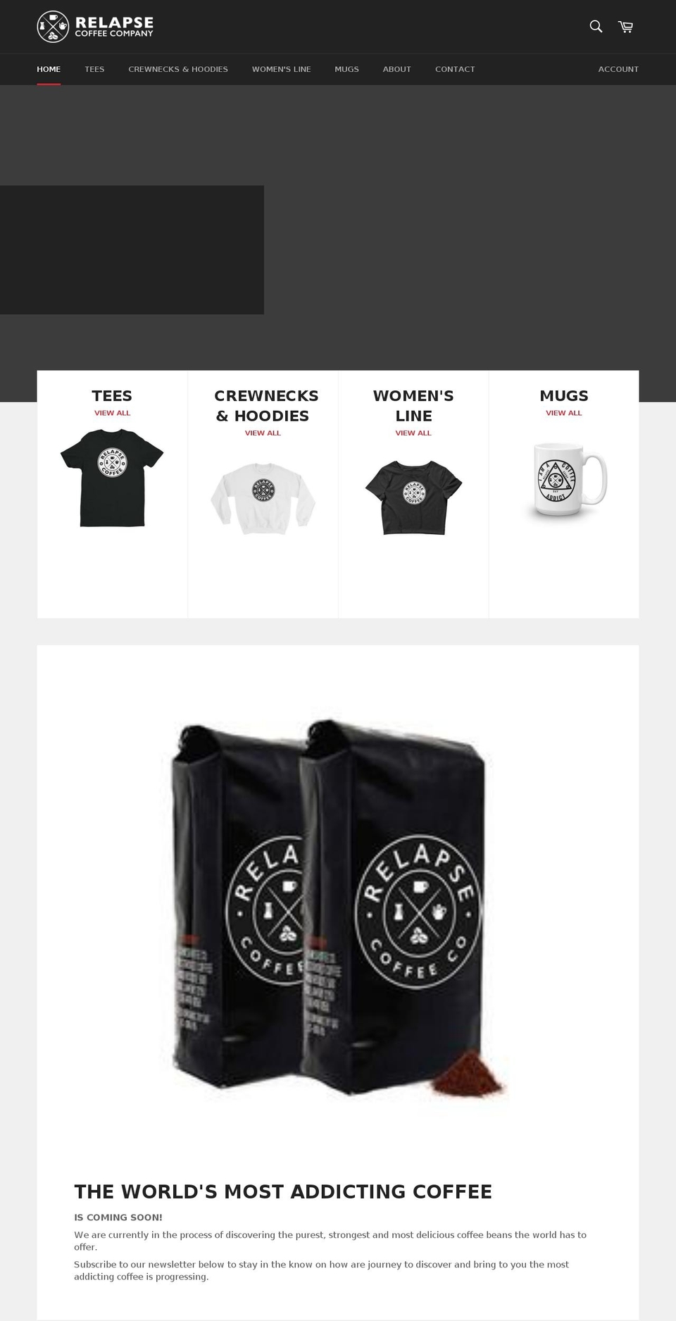 relapsecoffee.com shopify website screenshot