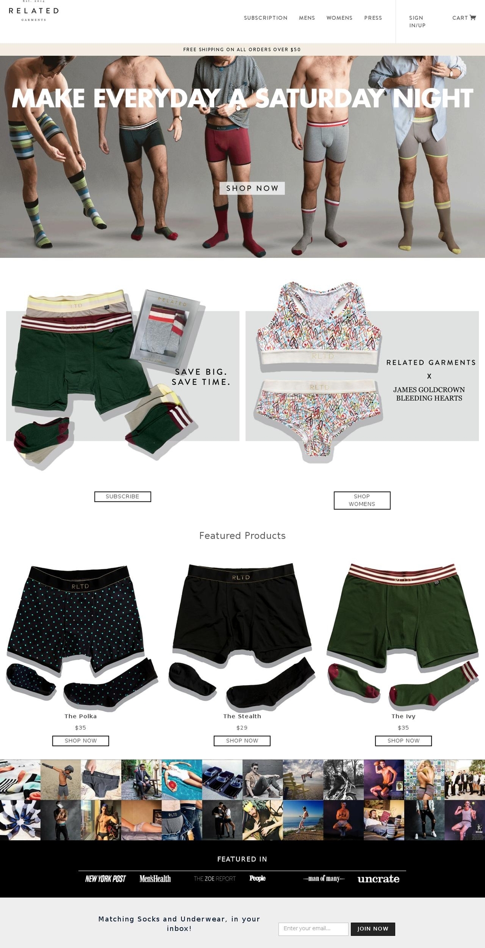 relatedgarments.com shopify website screenshot