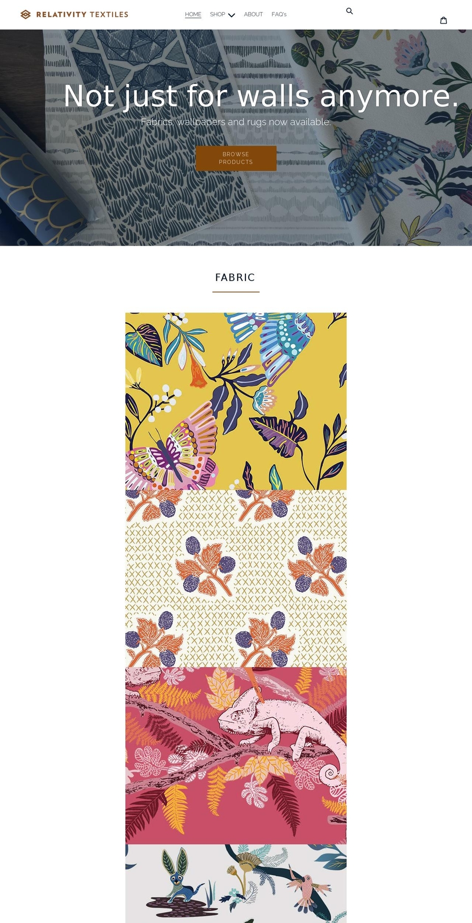 relativitytextiles.com shopify website screenshot
