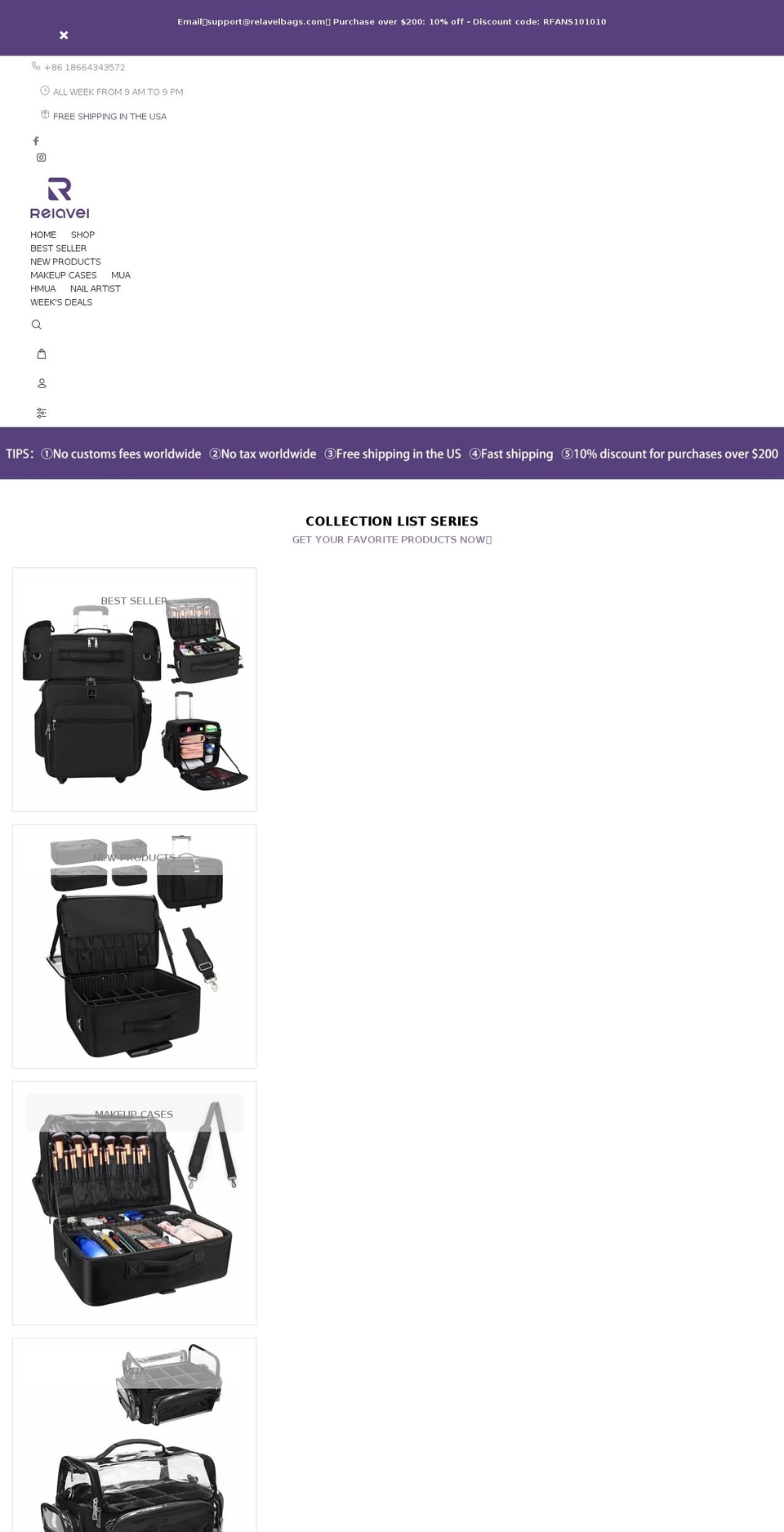 relavelbags.com shopify website screenshot
