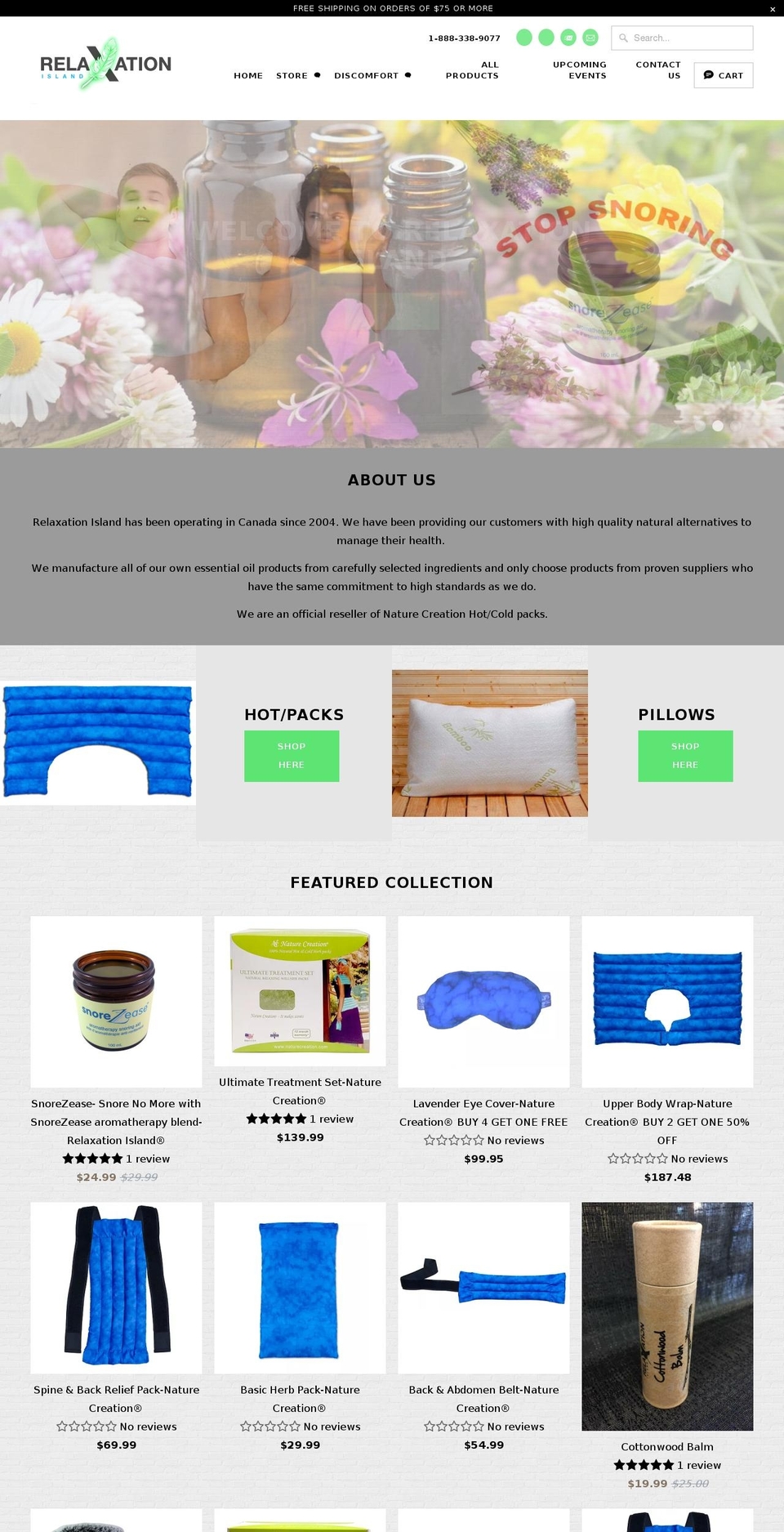 relaxationisland.ca shopify website screenshot