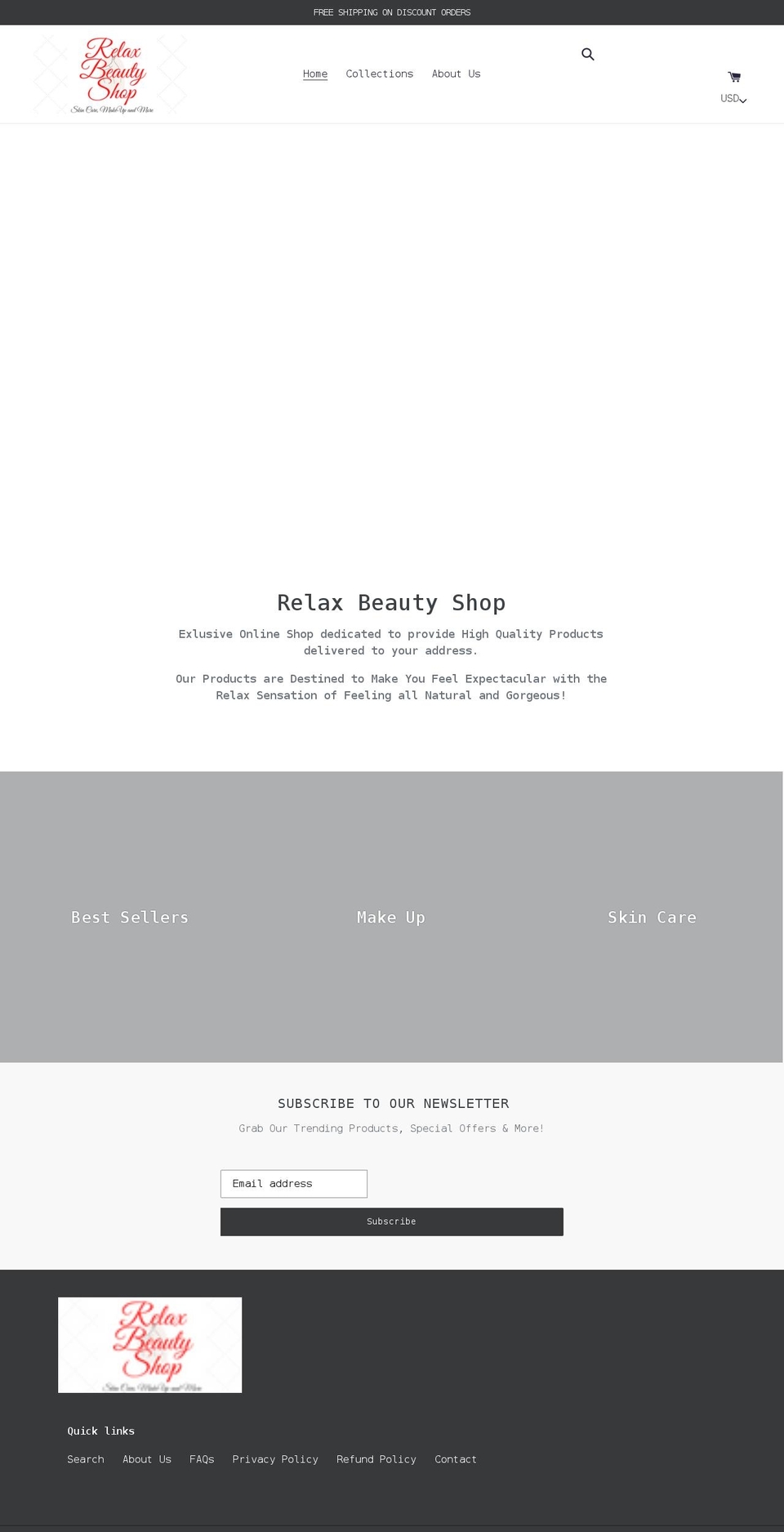 Archer Shopify theme site example relaxbeautyshop.com