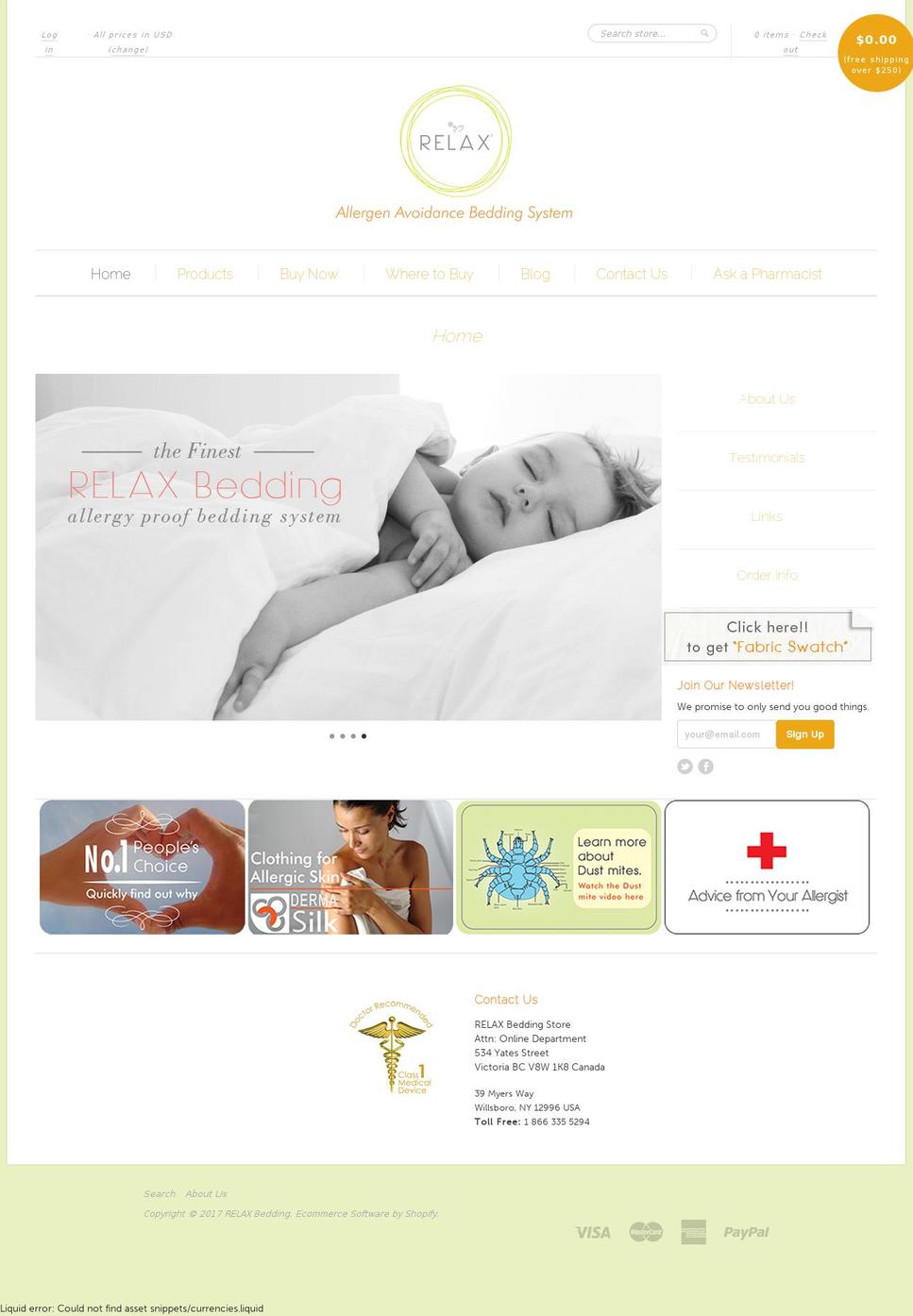 RELAX Shopify theme site example relaxbedding.com
