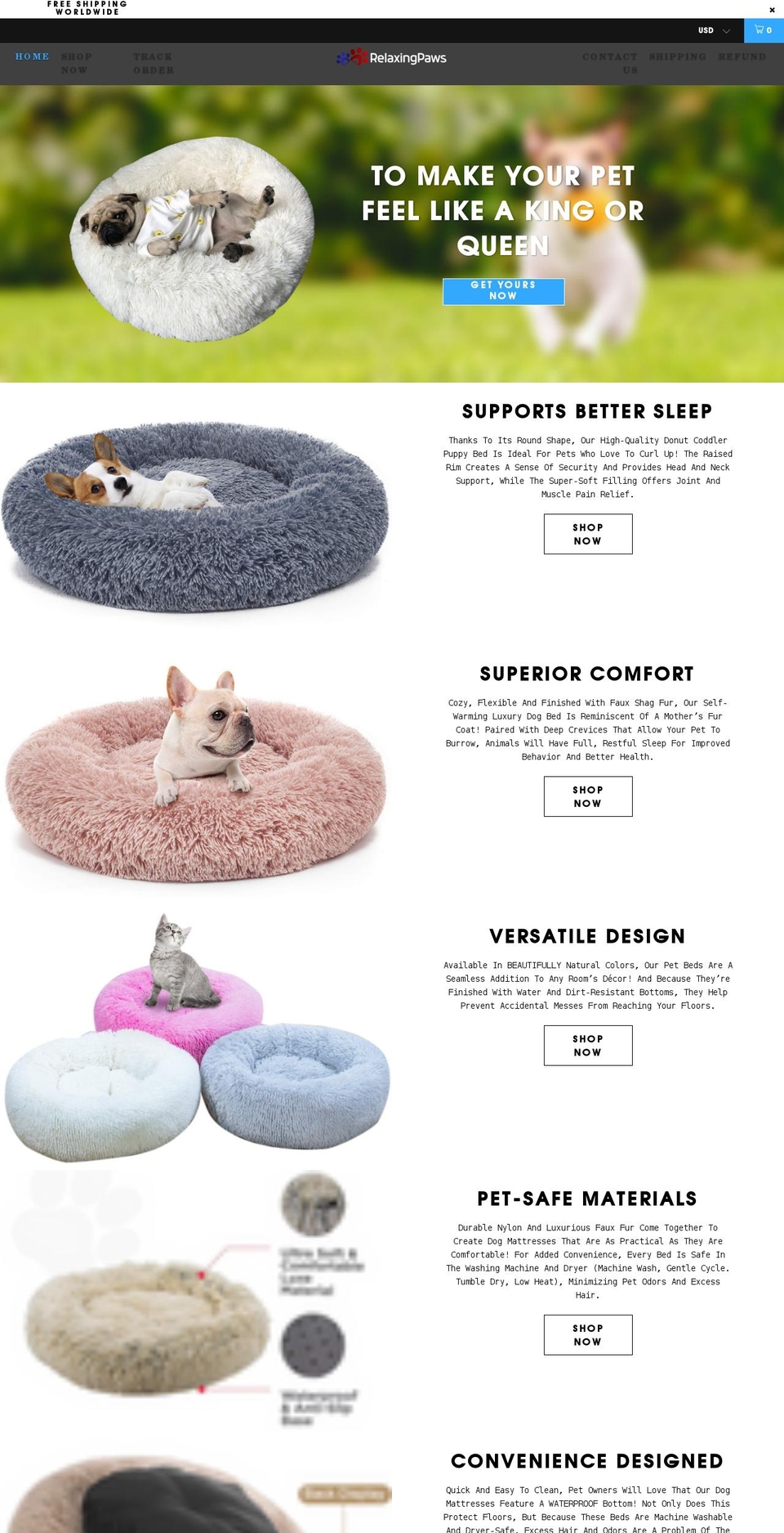 relaxedpaws.myshopify.com shopify website screenshot