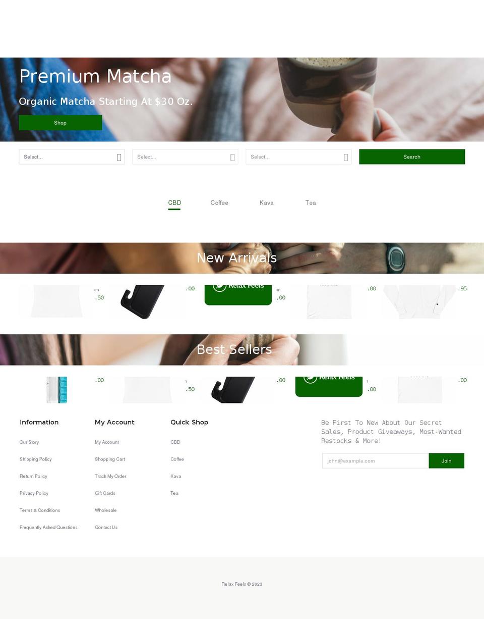 relaxfeels.com shopify website screenshot