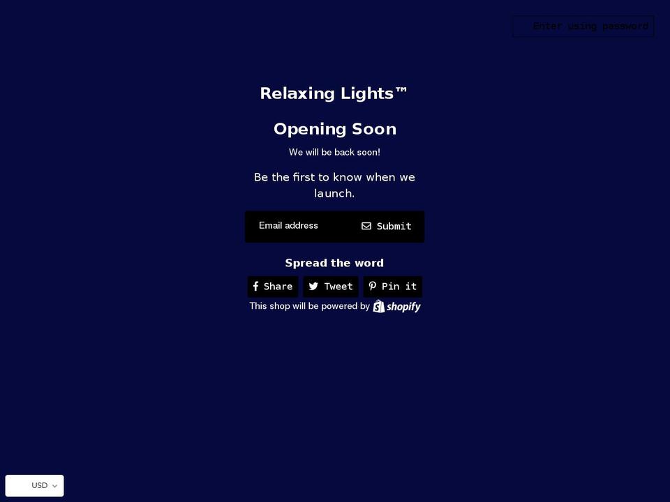 relaxinglights.com shopify website screenshot