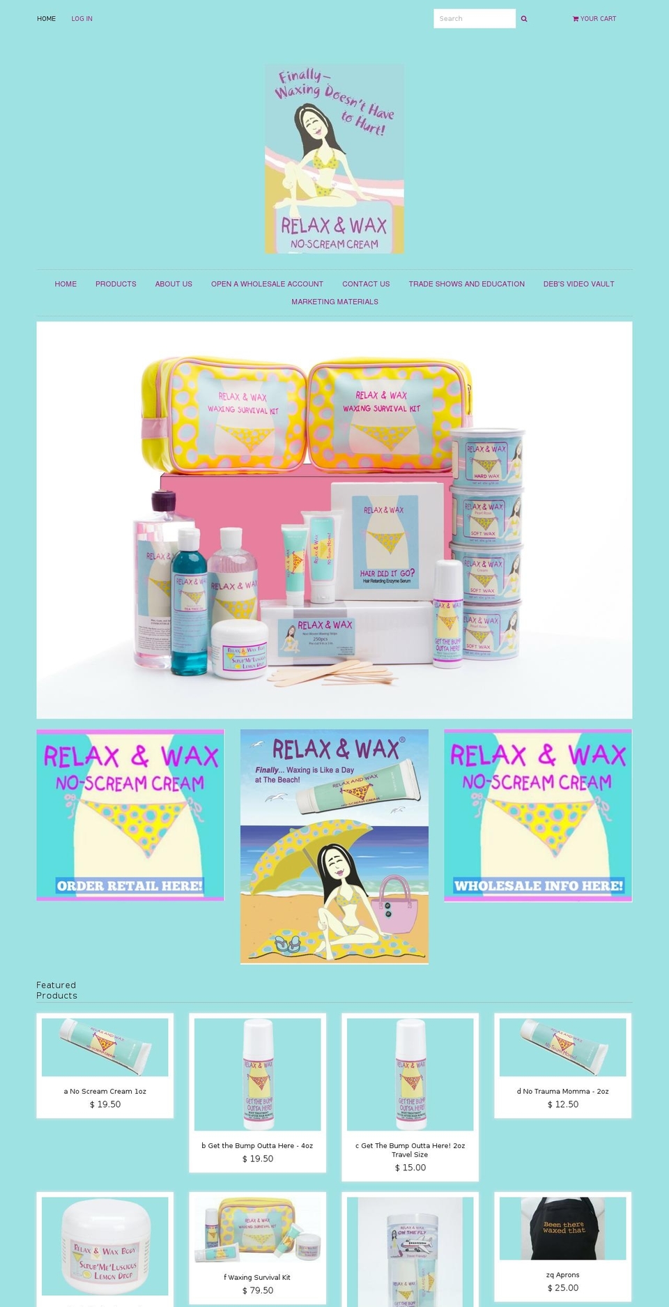 relaxnwax.com shopify website screenshot