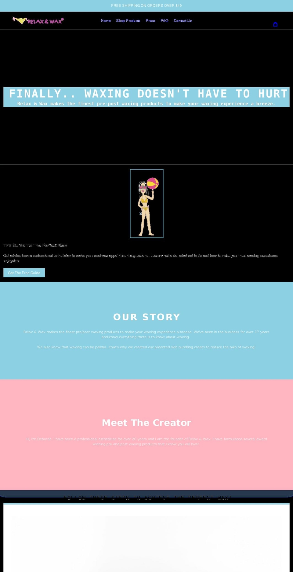 relaxnwaxproducts.com shopify website screenshot