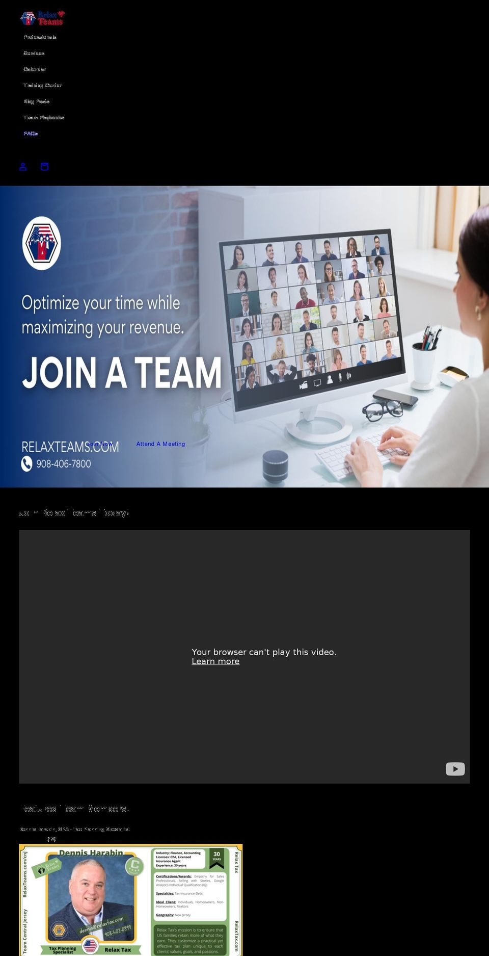 relaxteams.com shopify website screenshot