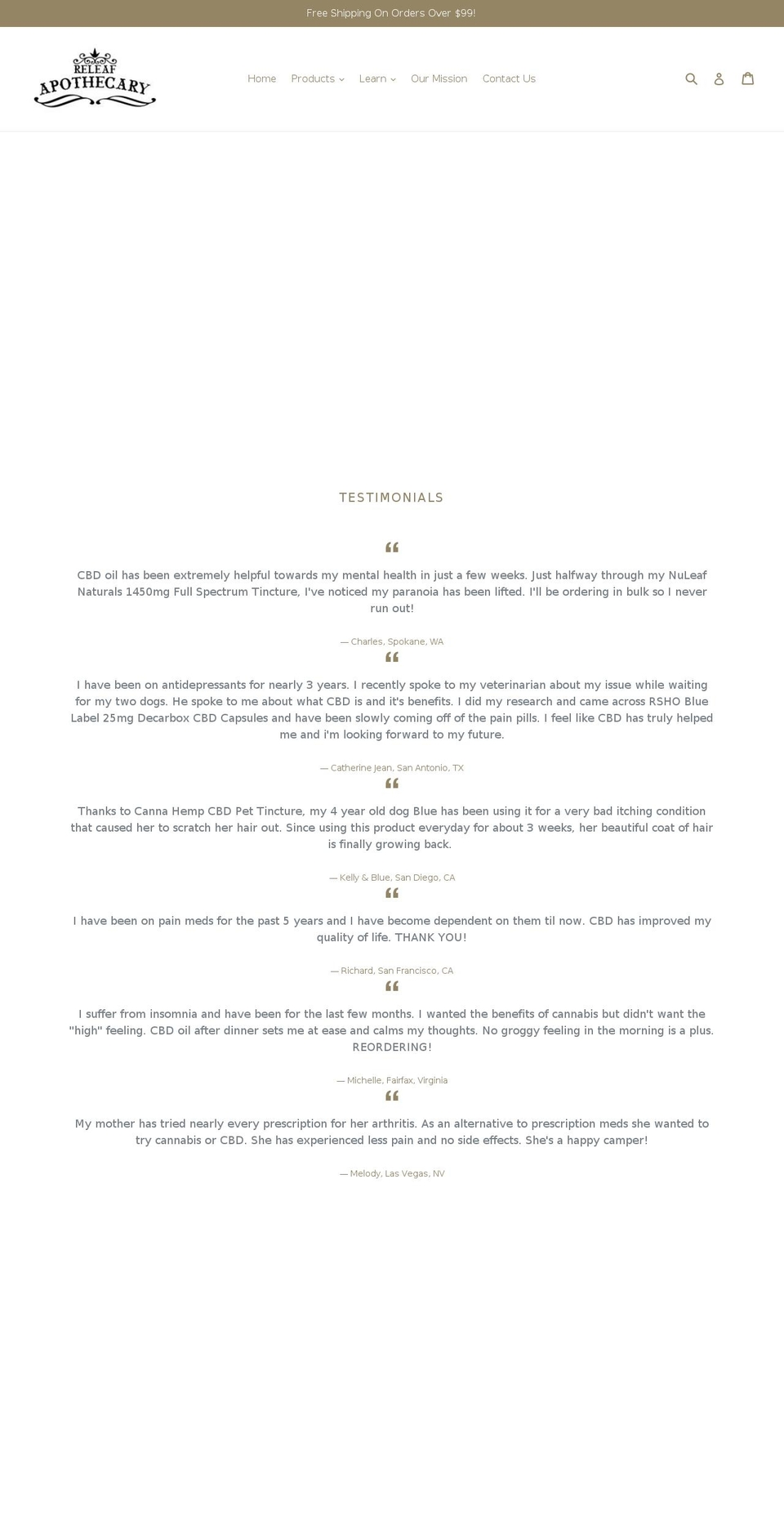 releafapothecary.com — Shopify storefront screenshot
