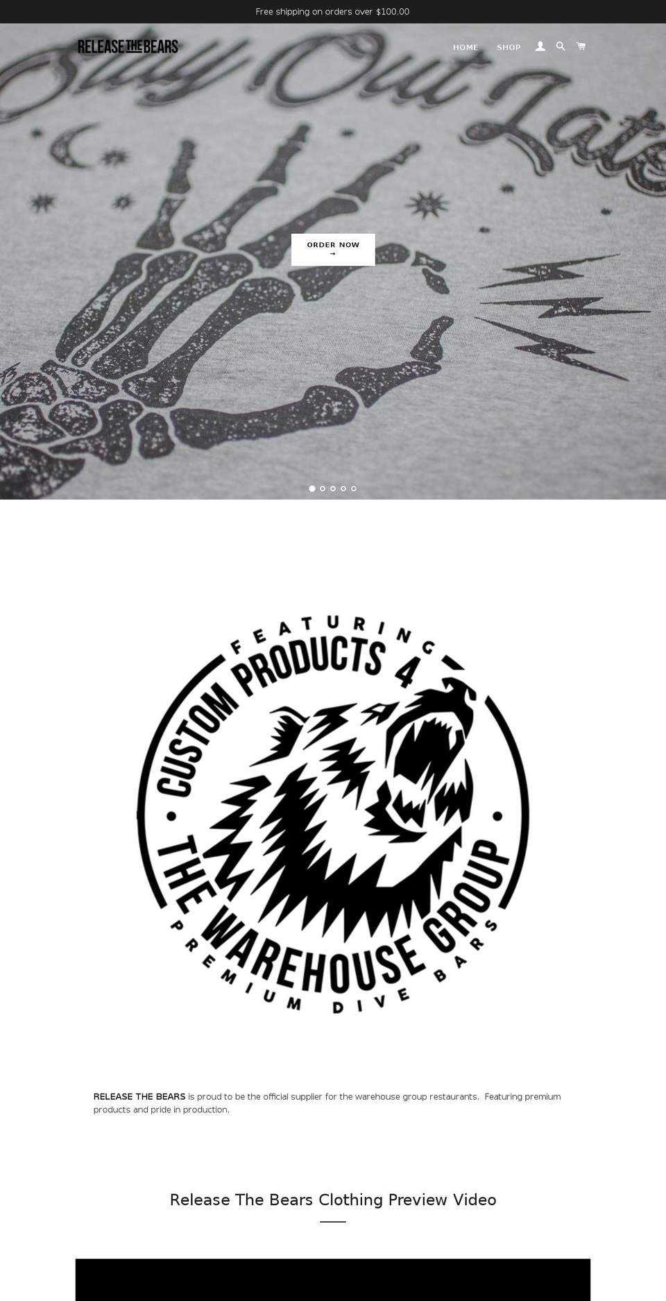 releasethebears.com — Shopify storefront screenshot